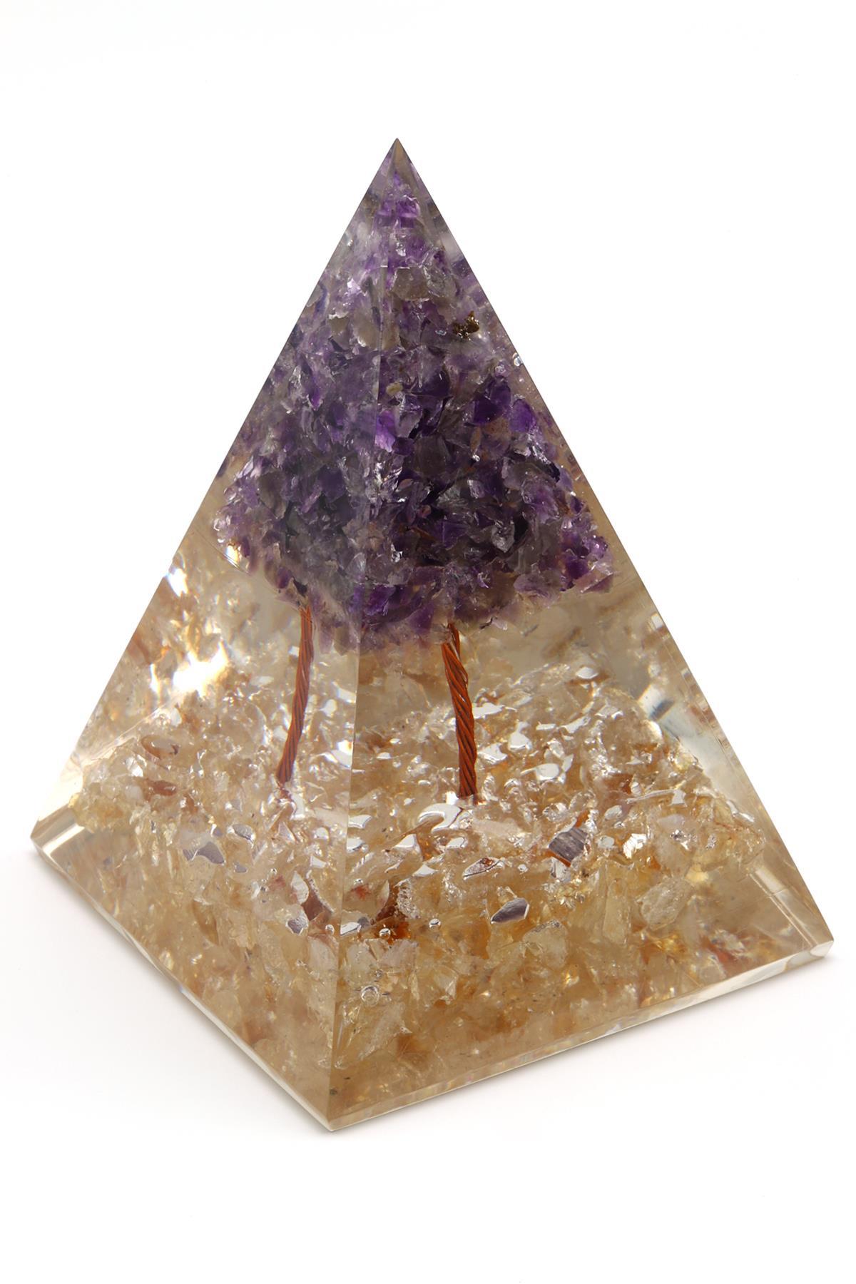 Ametist - Sitrin Taşından Orgonit Piramit