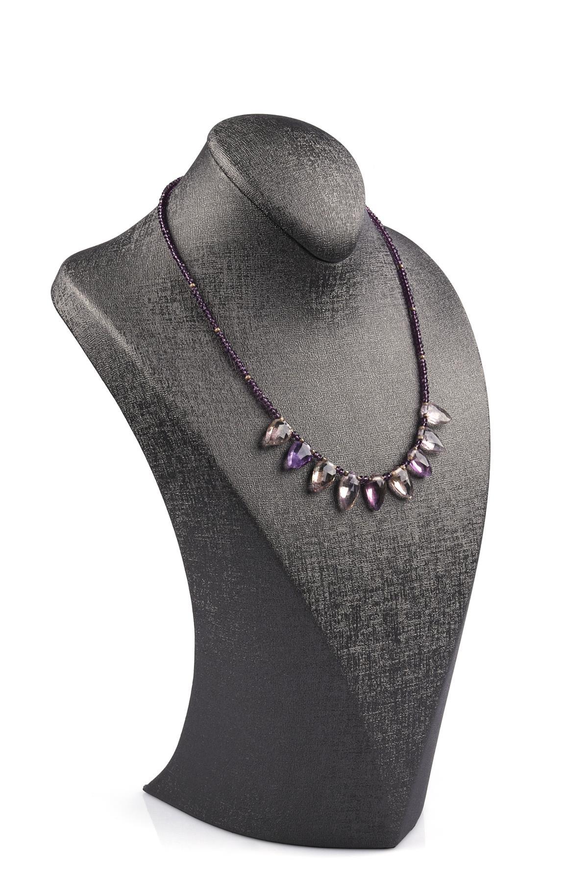 Ametrin - Ametist Doğal Taş Tasarım Kolye