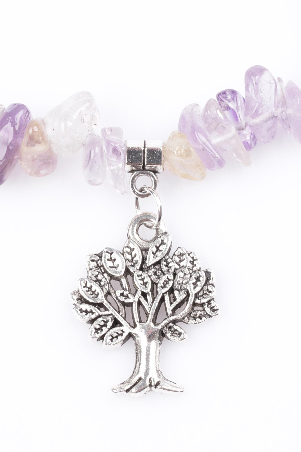 Ametrin Doğal Taş Hayat Ağacı Sallantılı Kırıktaş Bileklik