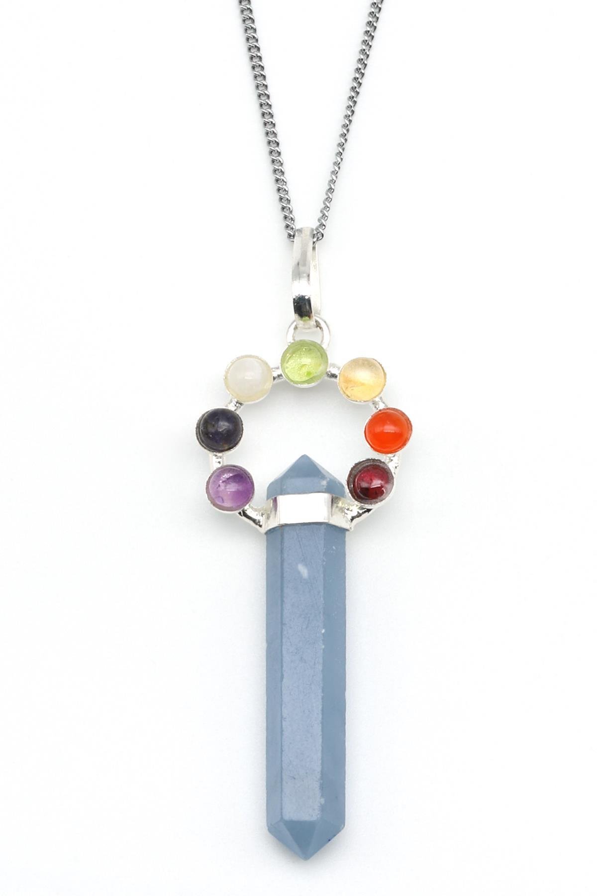 Anjelit - Çakra Doğal Taş Çivi Model Kolye