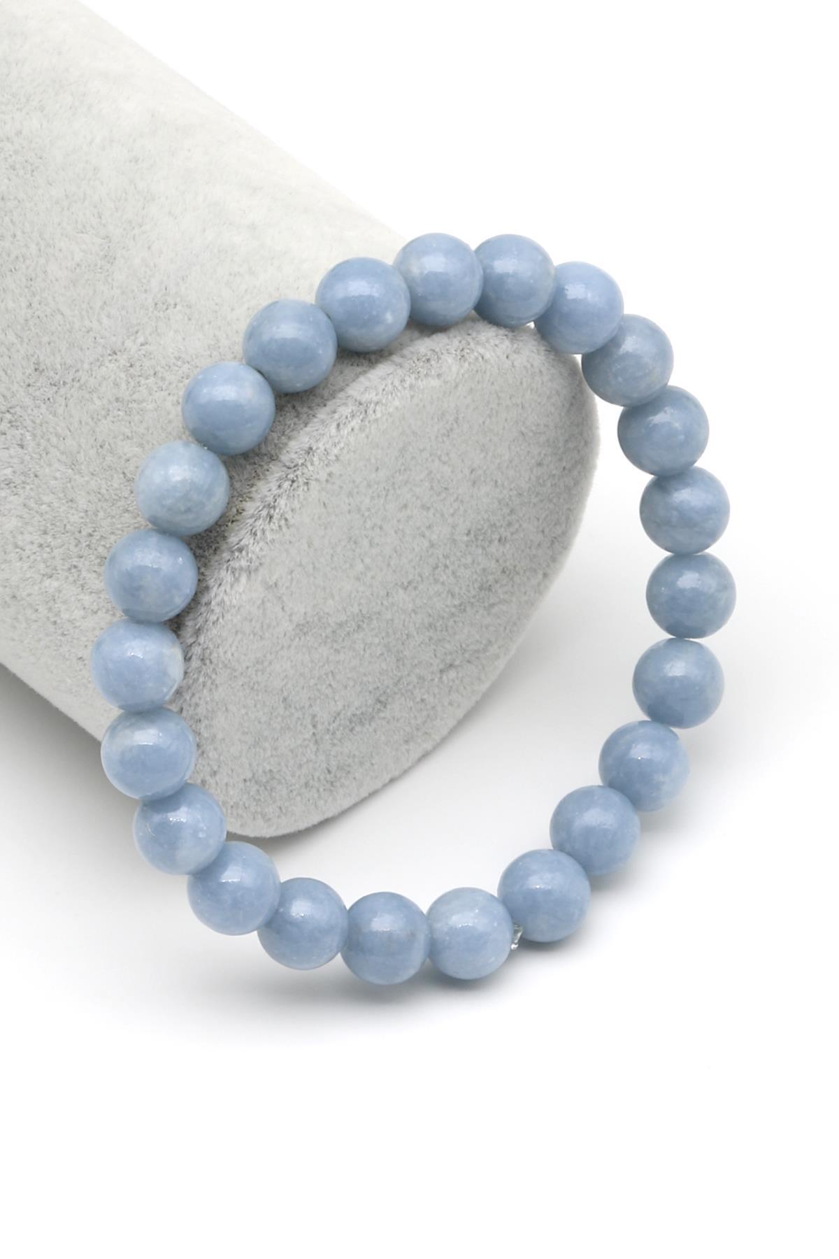 Anjelit Doğal Taş Bileklik 8 mm Küre Kesim