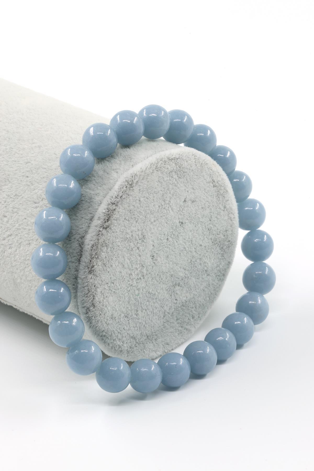 Anjelit Doğal Taş Bileklik 8 mm Küre Kesim