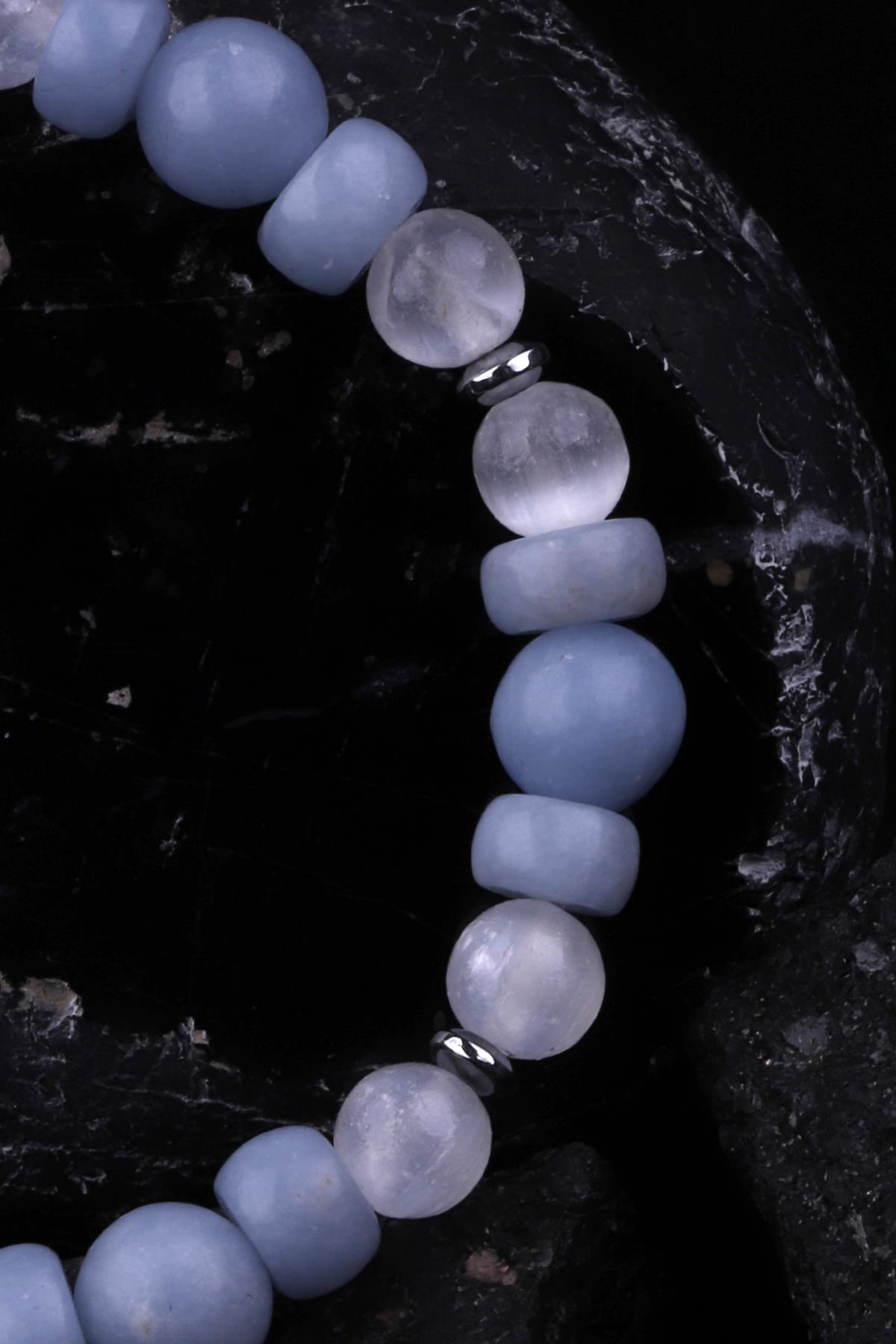 Anjelit - Selenit Doğal Taş Tasarım Bileklik