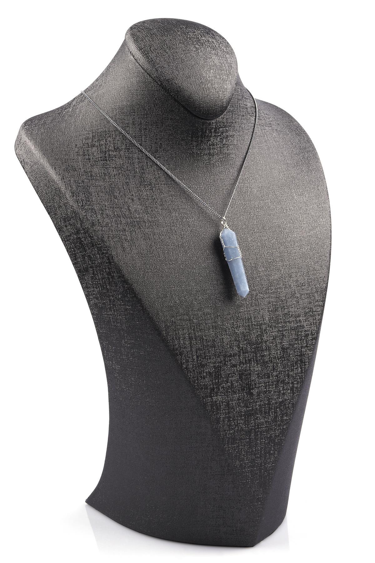 Anjelit Taşı Doğal Taş Tel Sarmalı Kolye