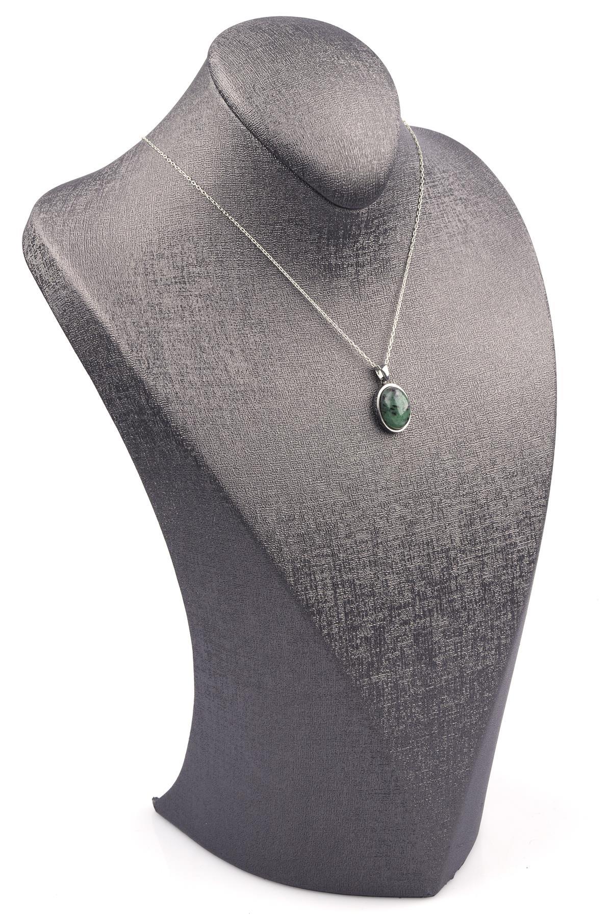 Anyolit Doğal Taş 925 Ayar Gümüş Kolye