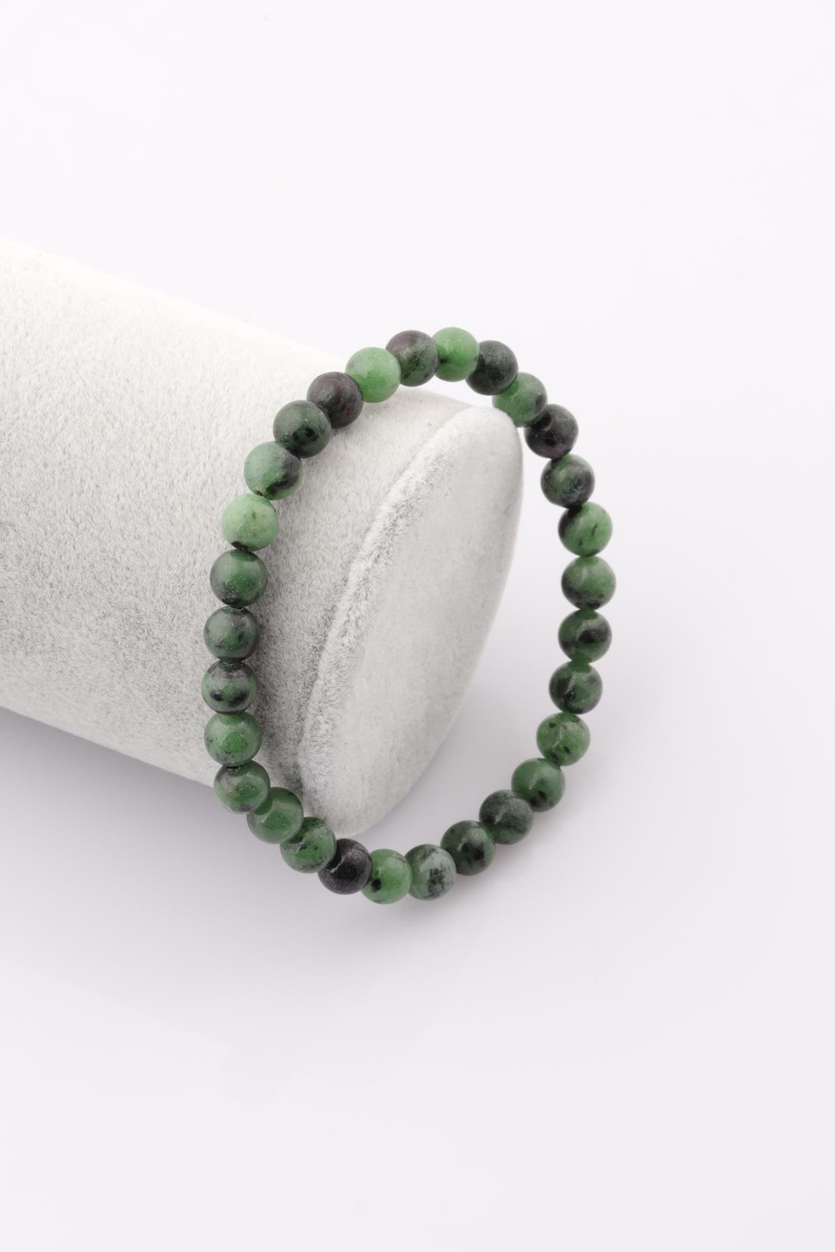 Anyolit Doğal Taş Bileklik 6 mm Küre Kesim