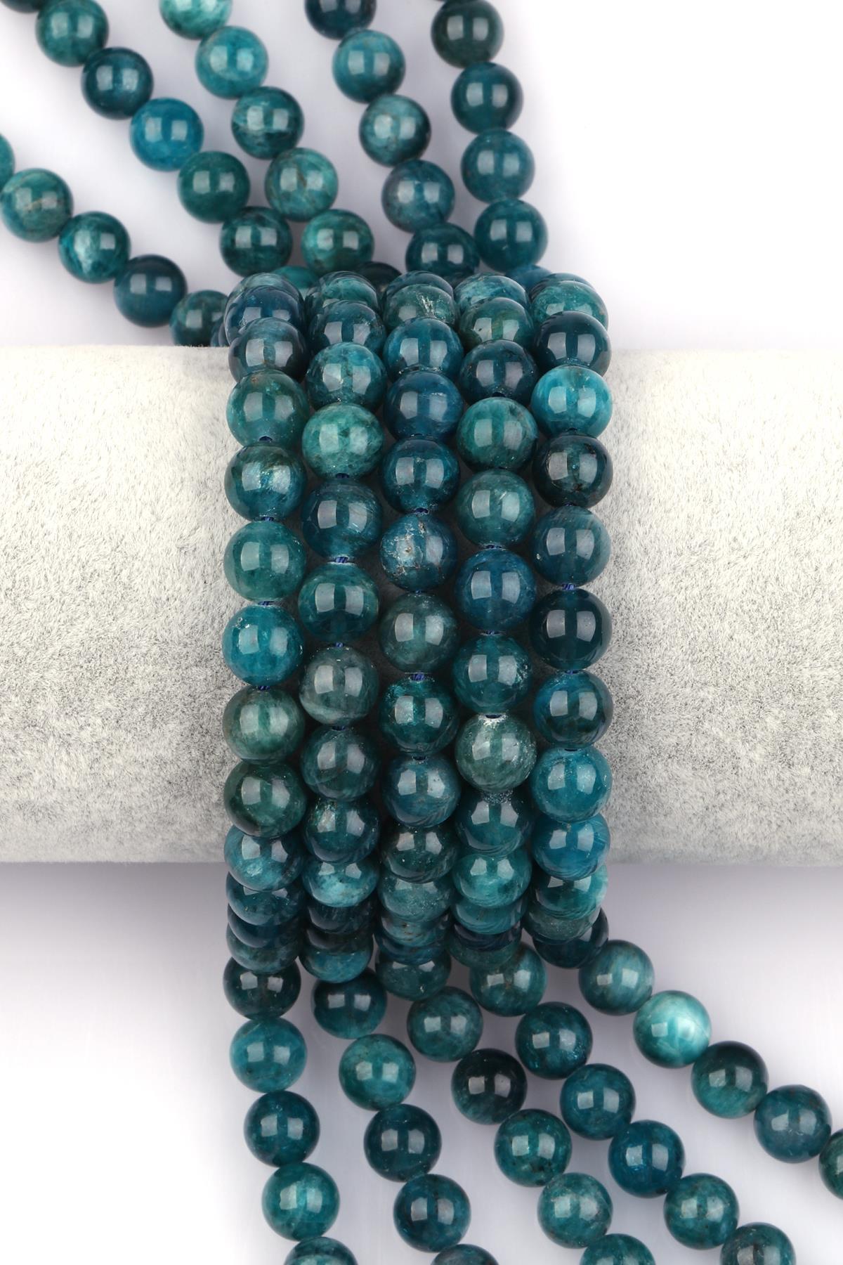 Apatit ( AB Kalite ) Doğal Taş Dizi 8 mm Küre Kesim