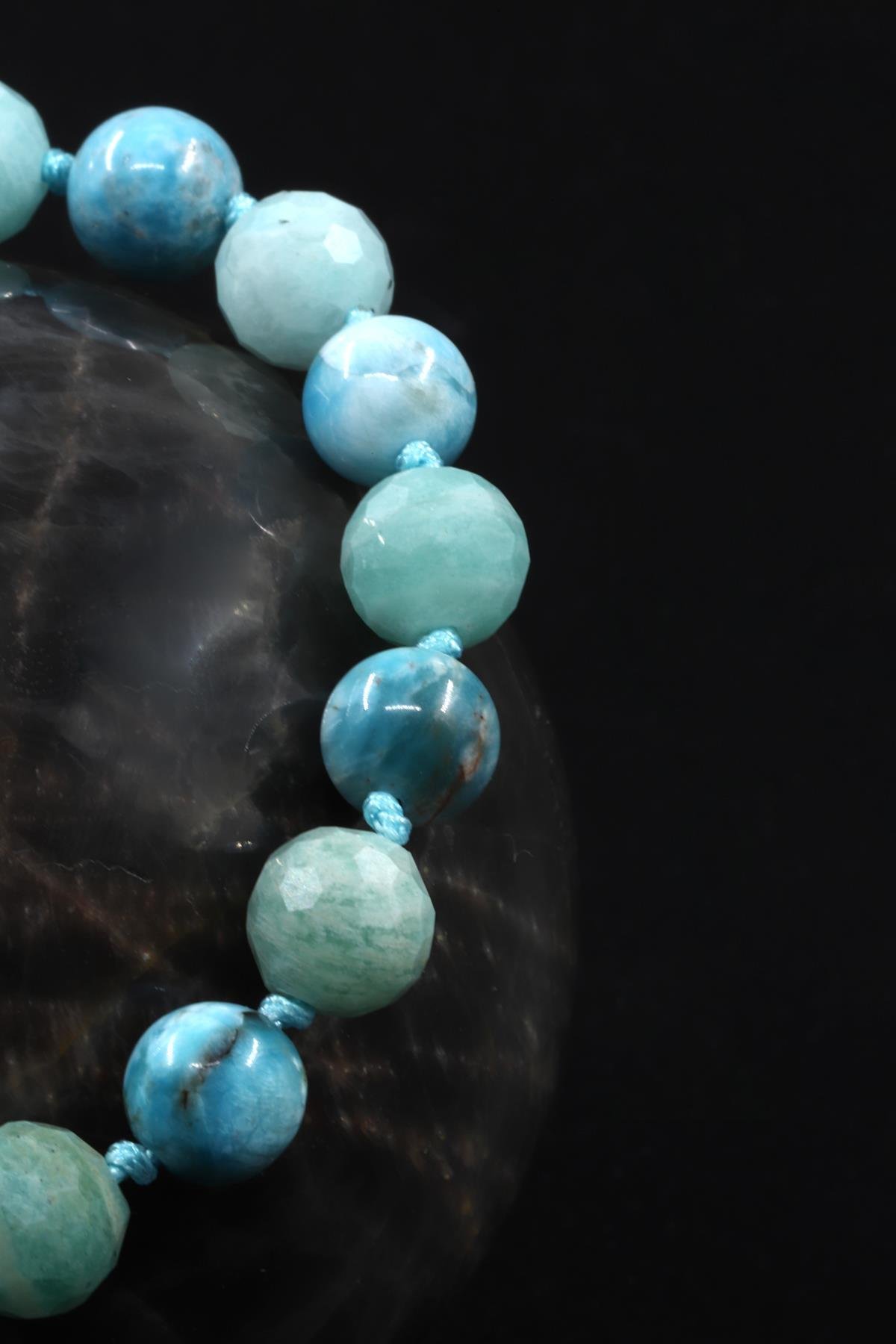 Apatit - Amazonit Doğal Taş Makrome Örme Bileklik