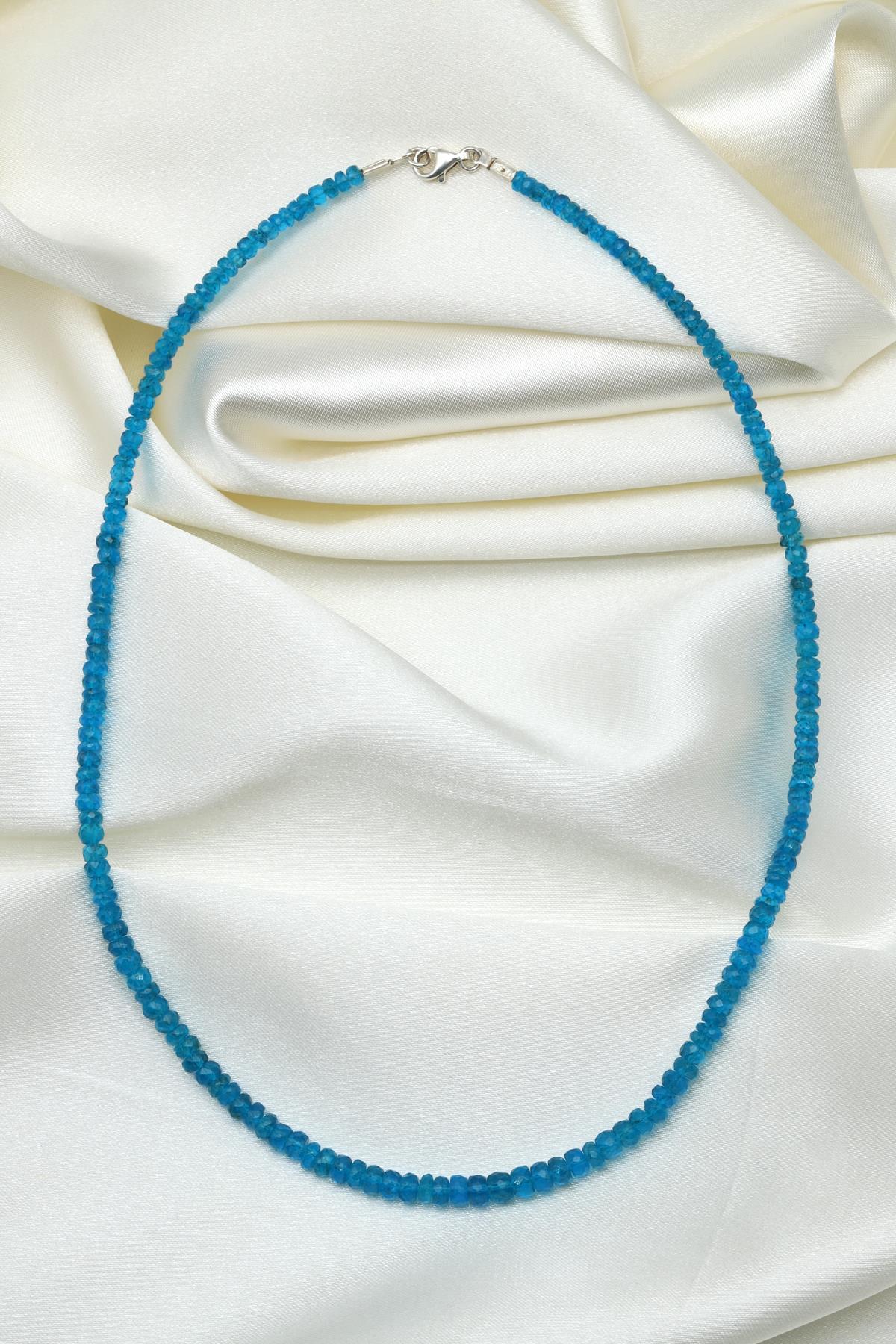 Apatit Doğal Taş 925 Ayar Gümüş Kolye