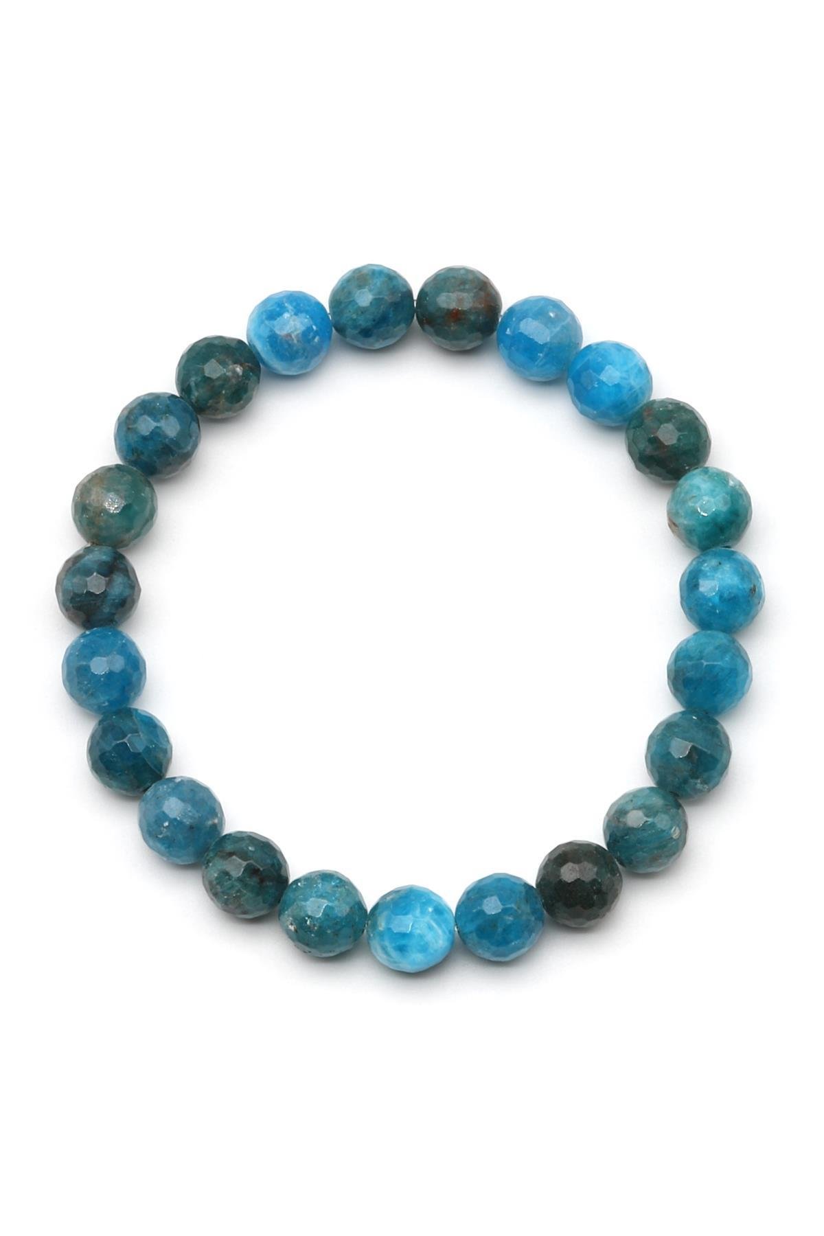 Apatit Doğal Taş Bileklik 8 mm Fasetli Küre Kesim