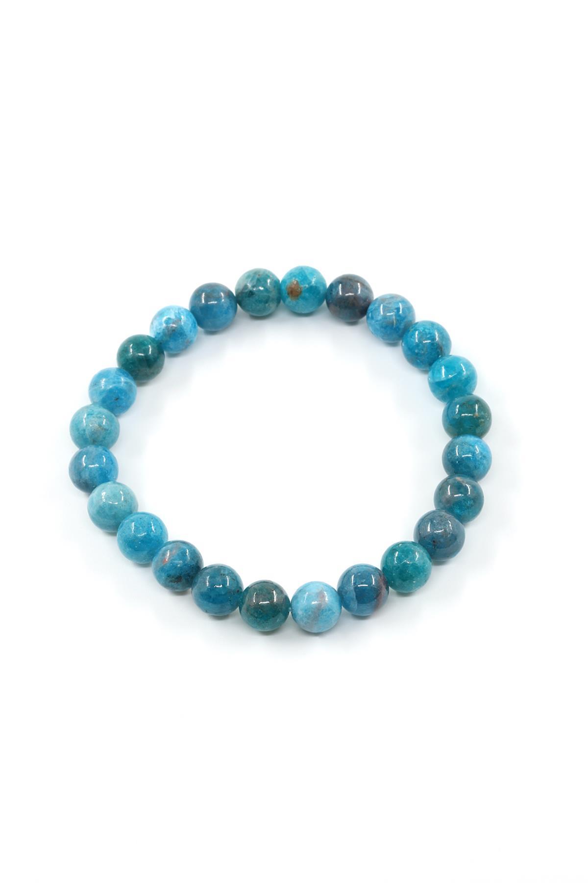 Apatit Doğal Taş Bileklik 8 mm Küre Kesim