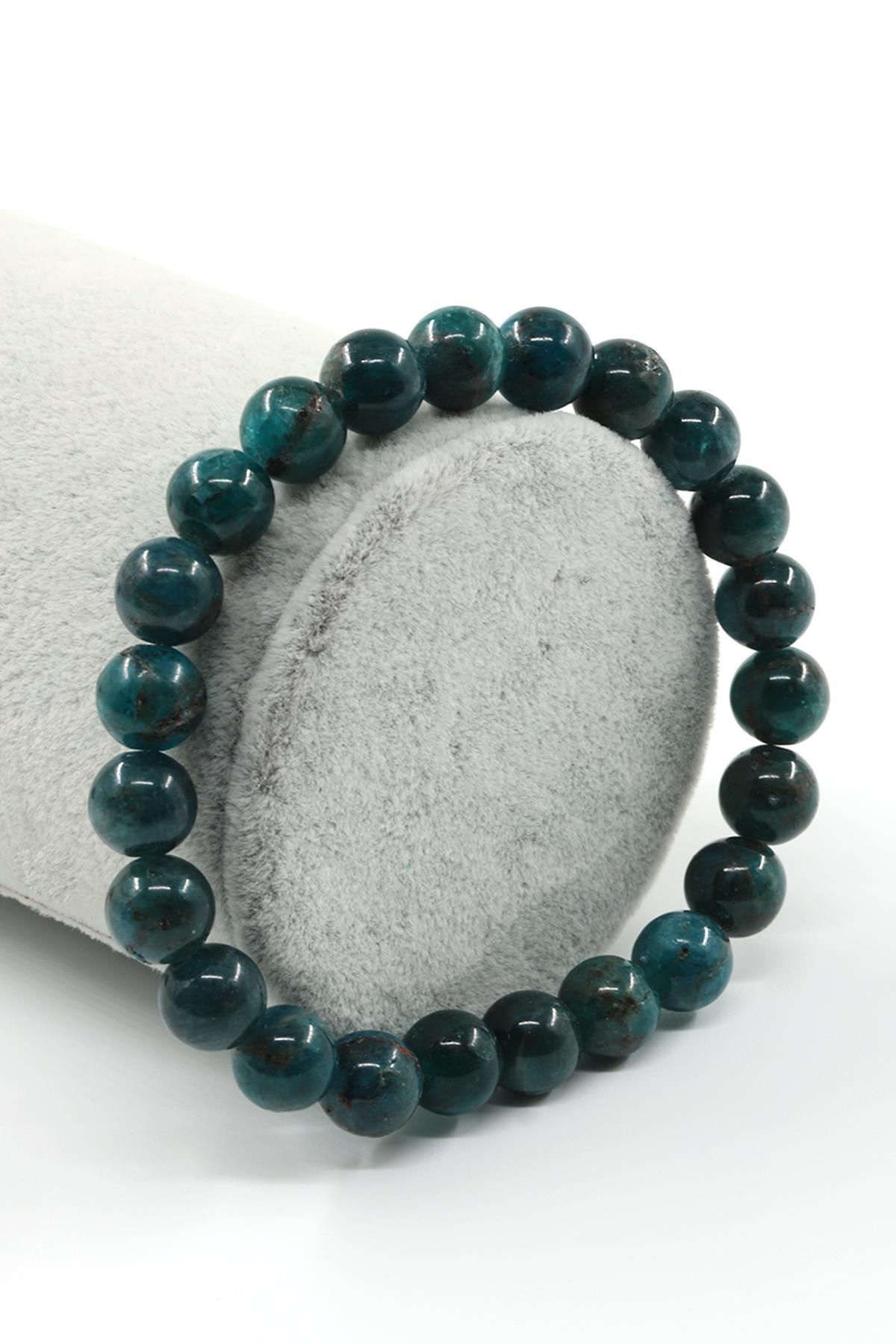 Apatit Doğal Taş Bileklik 8 mm Küre Kesim