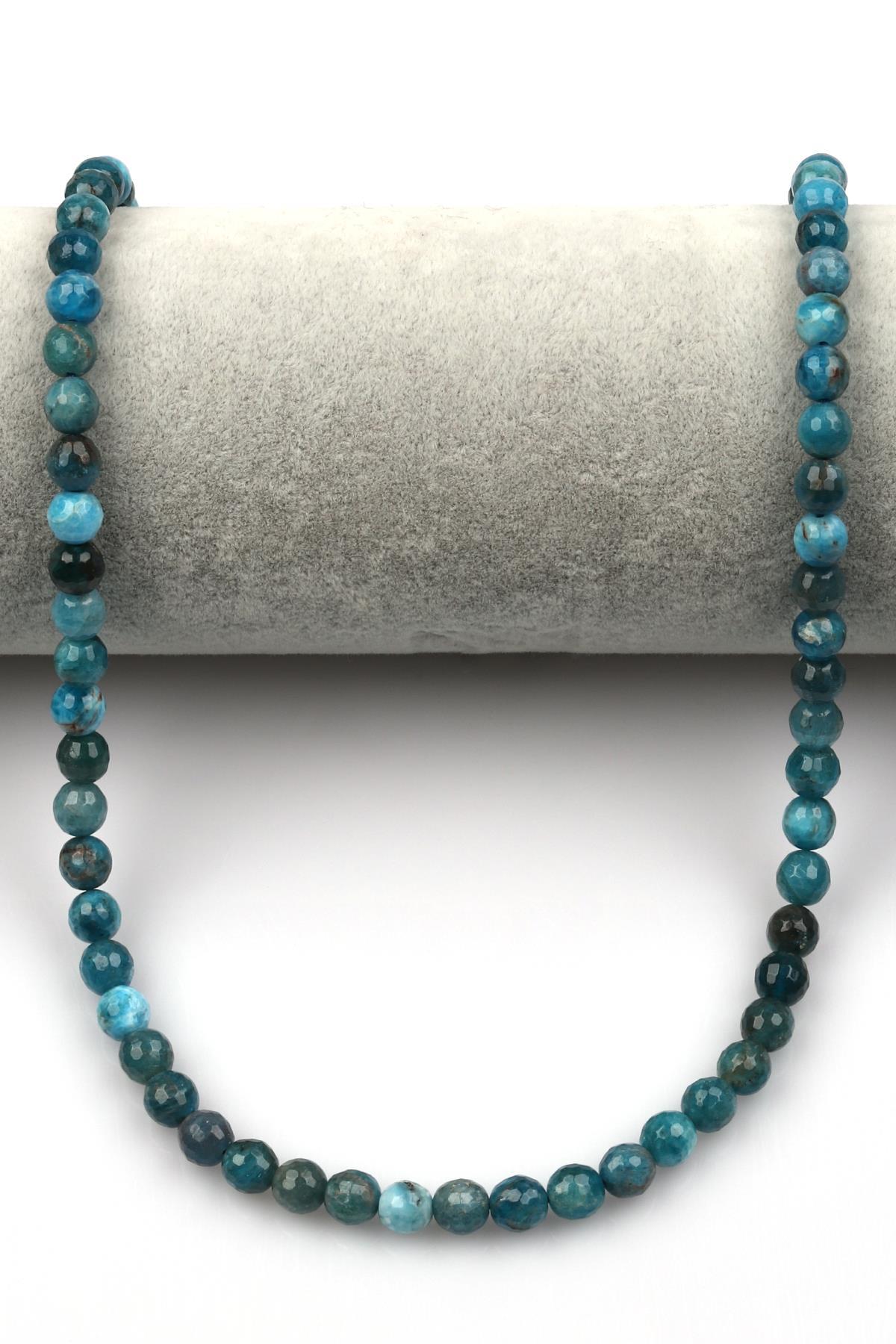 Apatit Doğal Taş Dizi 6 mm Fasetli Küre Kesim