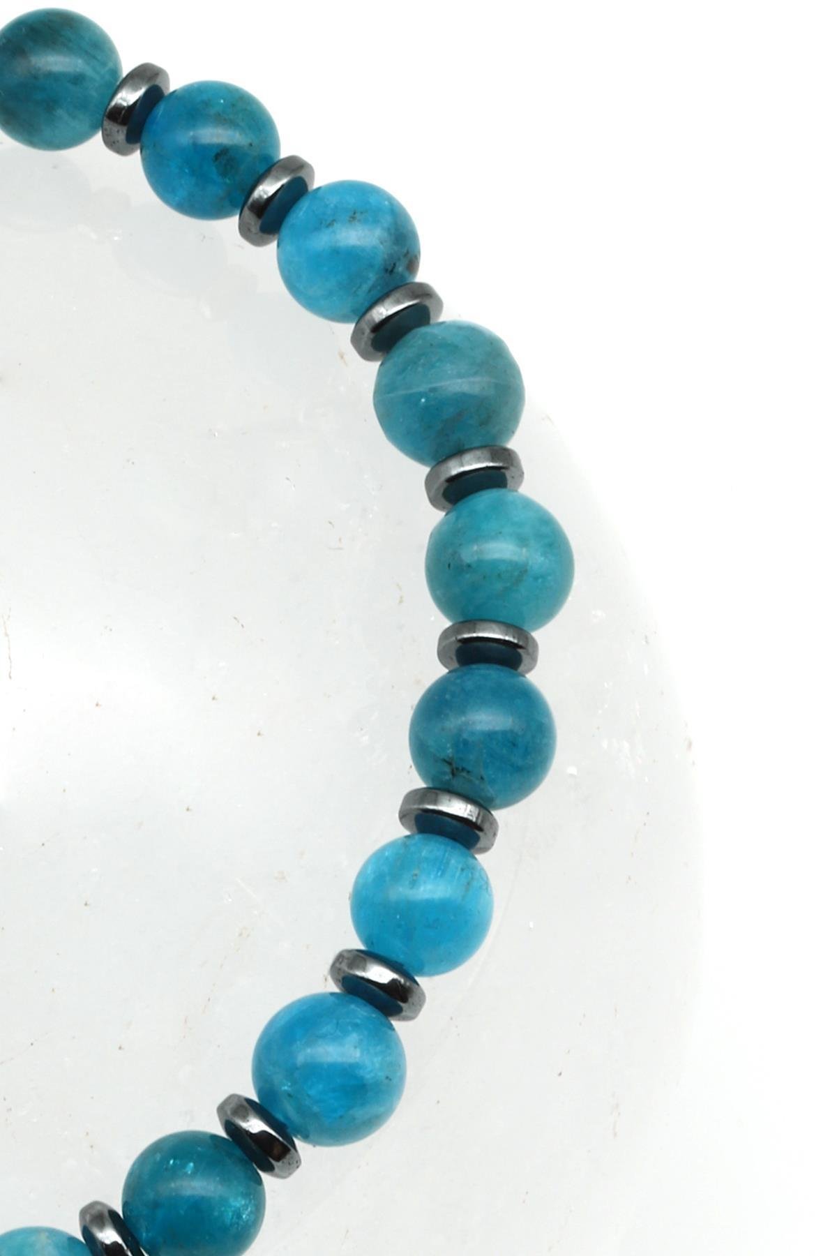 Apatit Doğal Taş Makrome Örme Bileklik