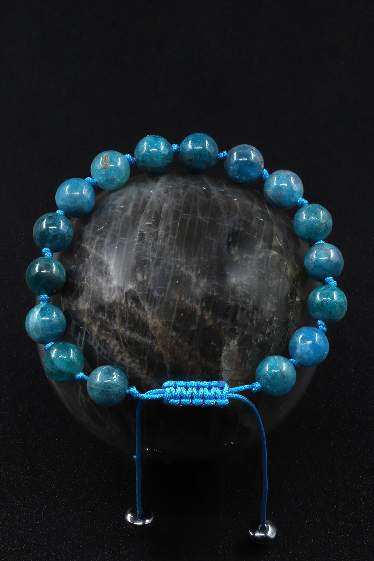 Apatit Doğal Taş Makrome Örme Bileklik