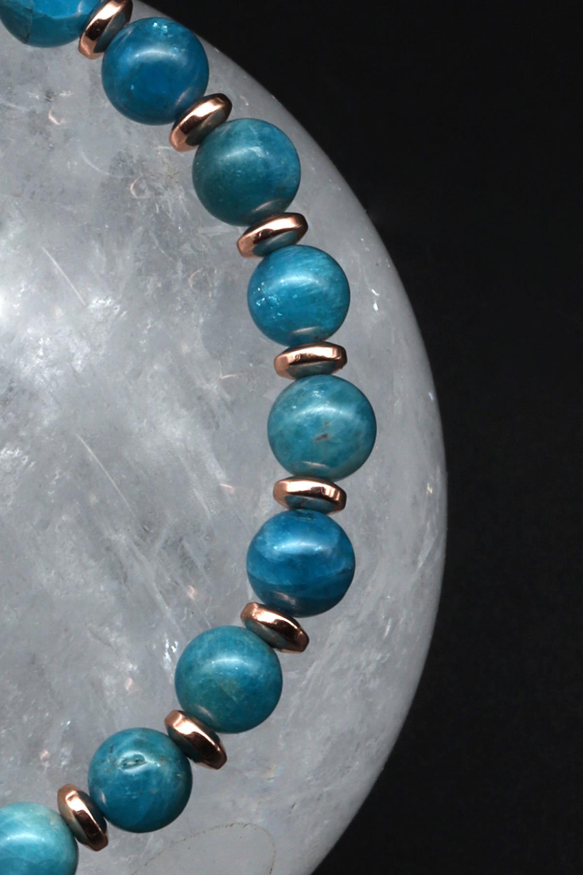 Apatit Doğal Taş Makrome Örme Bileklik