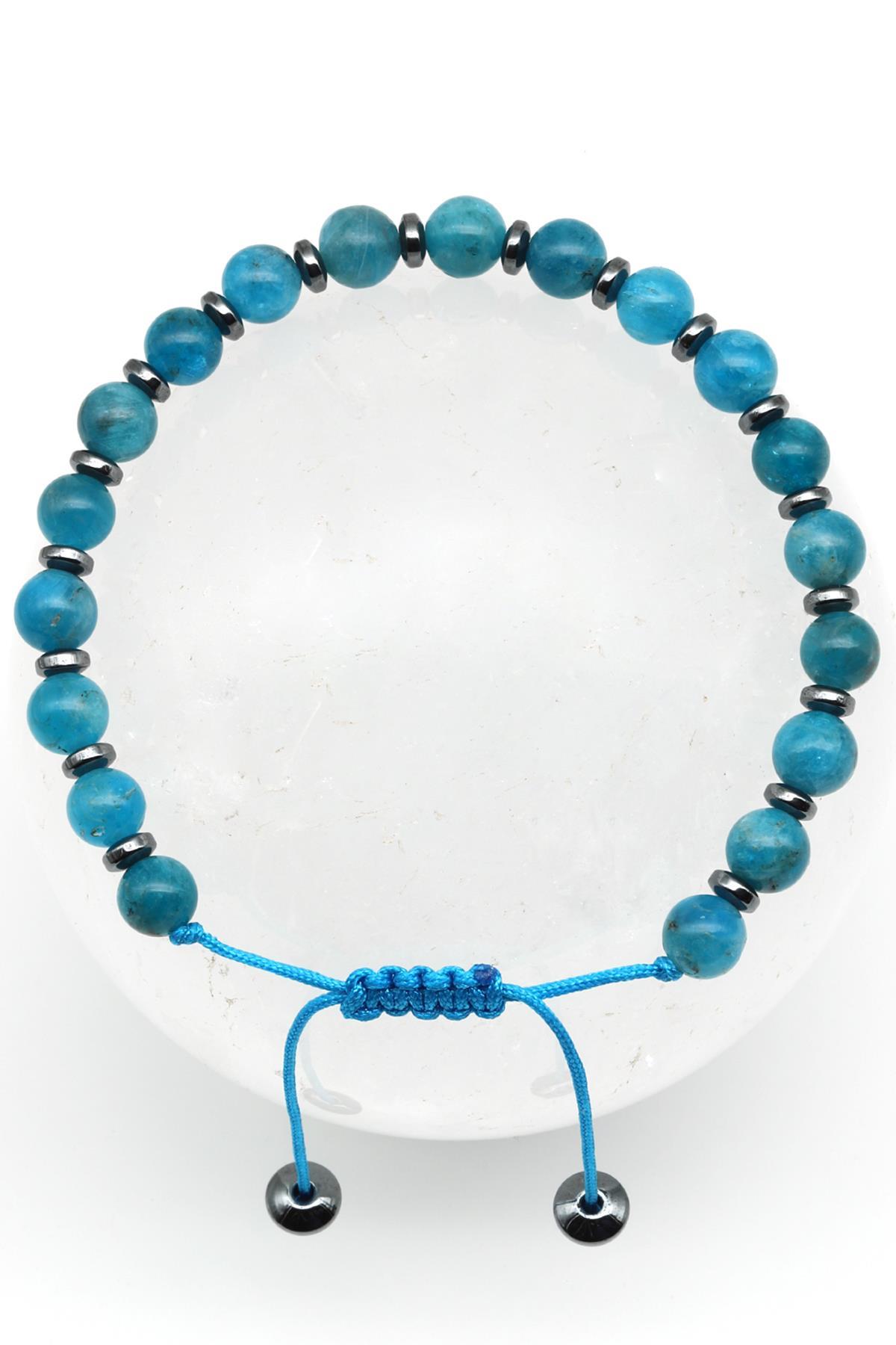 Apatit Doğal Taş Makrome Örme Bileklik