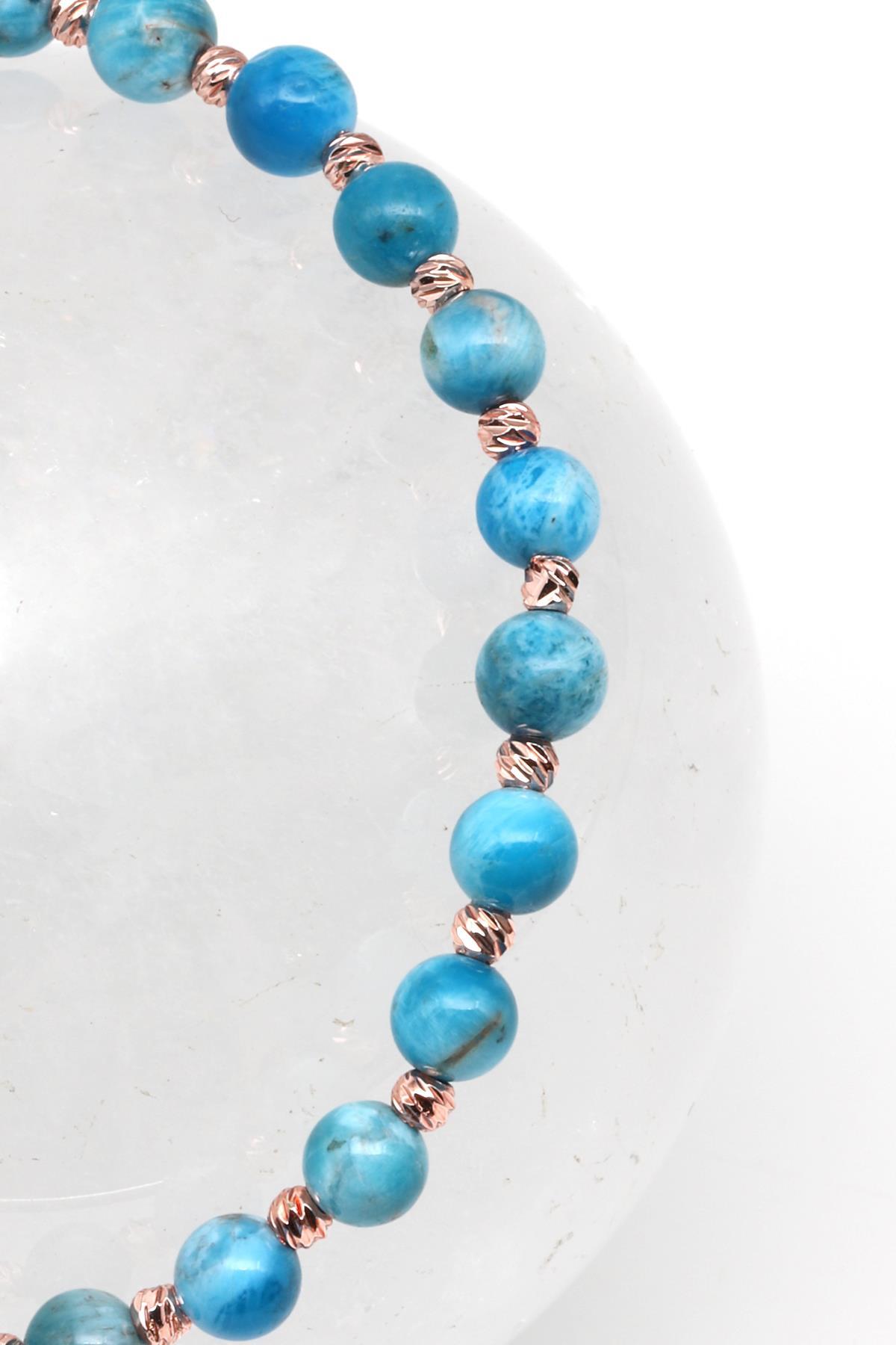 Apatit Doğal Taş Makrome Örme Bileklik Küre Kesim