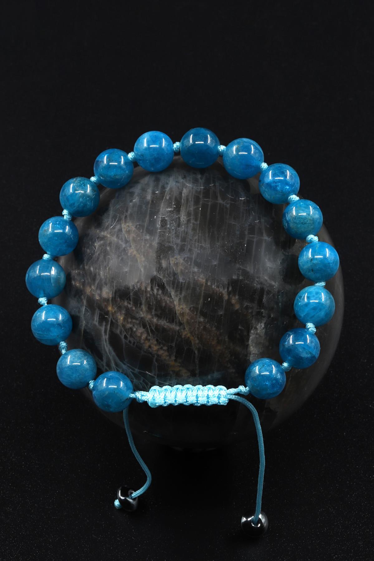 Apatit Doğal Taş Makrome Örme Bileklik