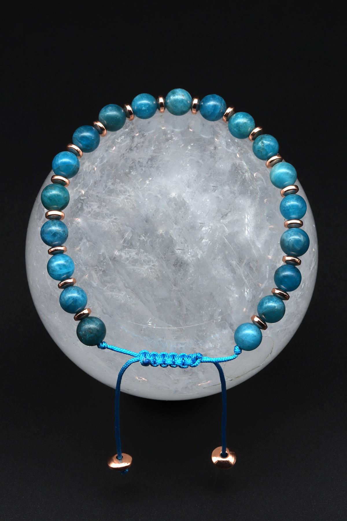 Apatit Doğal Taş Makrome Örme Bileklik