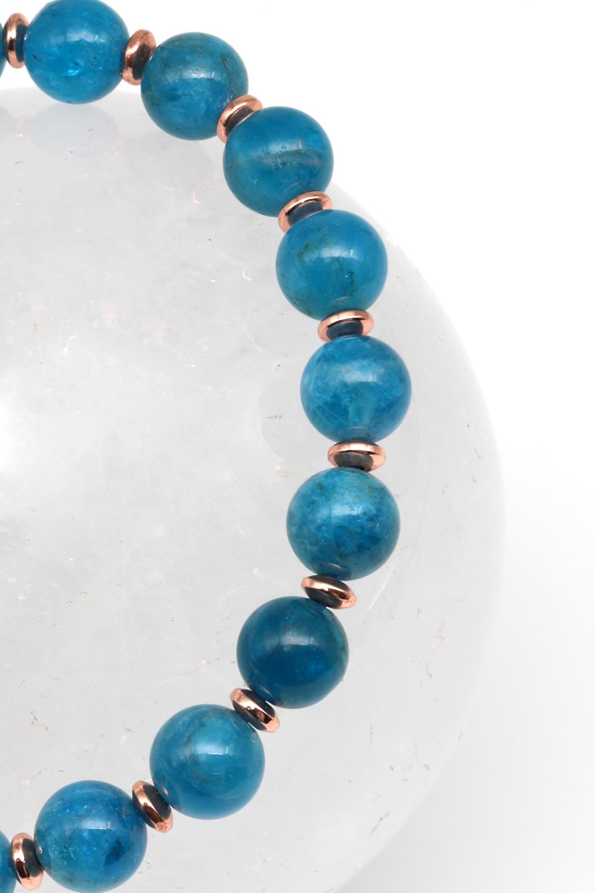 Apatit - Hematit Doğal Taş Makrome Örme Bileklik Fasetli Küre Kesim