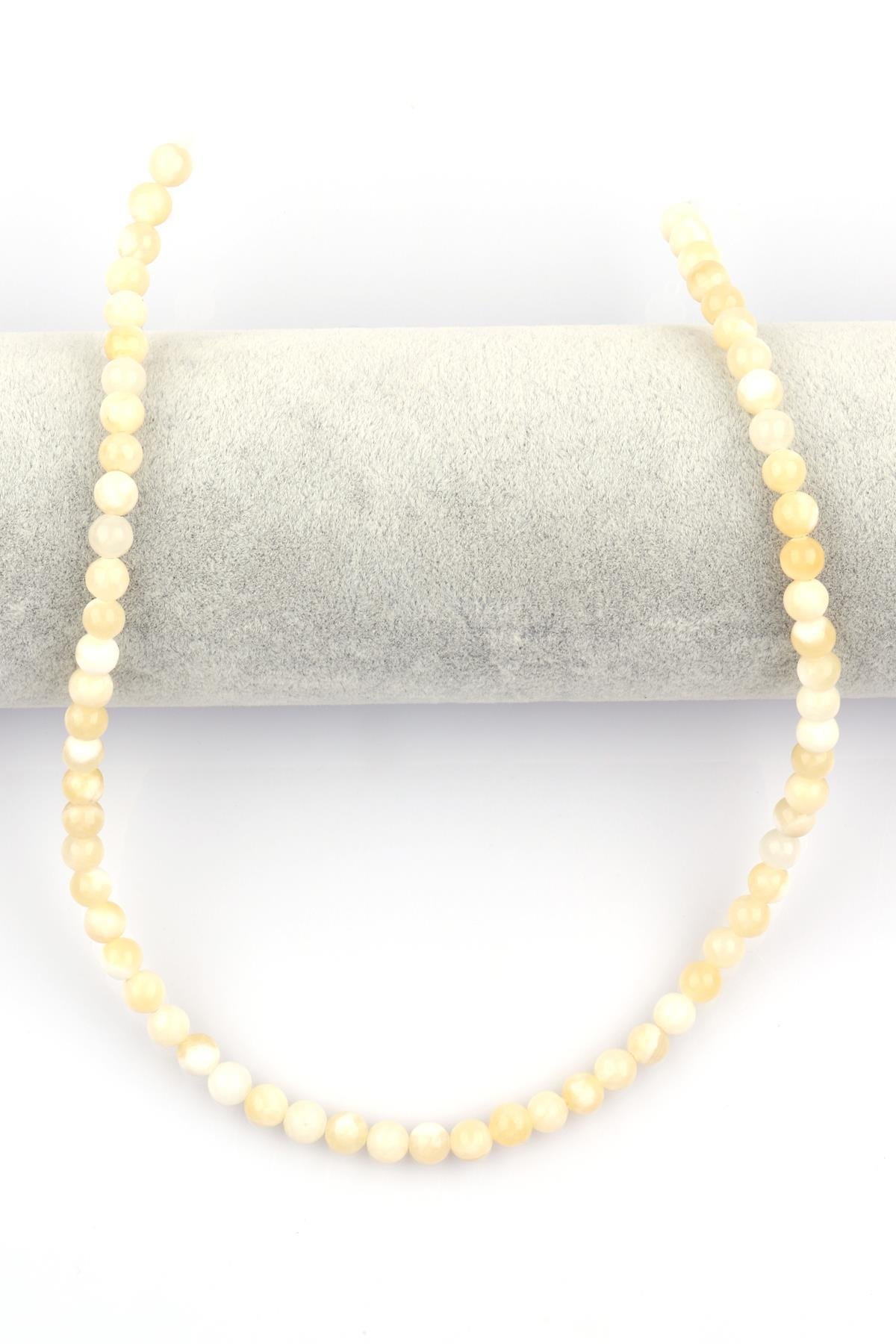 Aragonit Doğal Taş Dizi 6 mm Küre Kesim