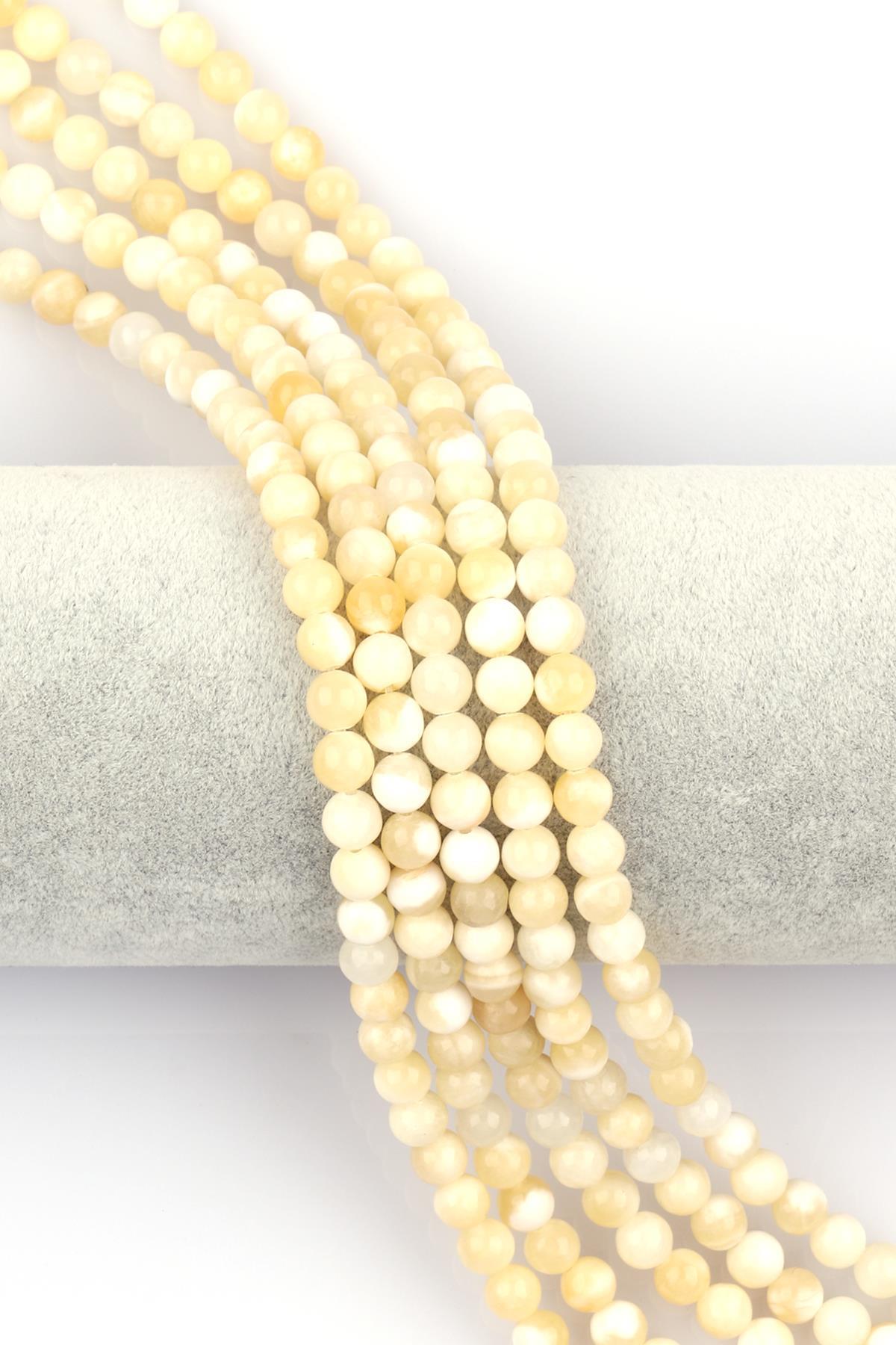 Aragonit Doğal Taş Dizi 6 mm Küre Kesim