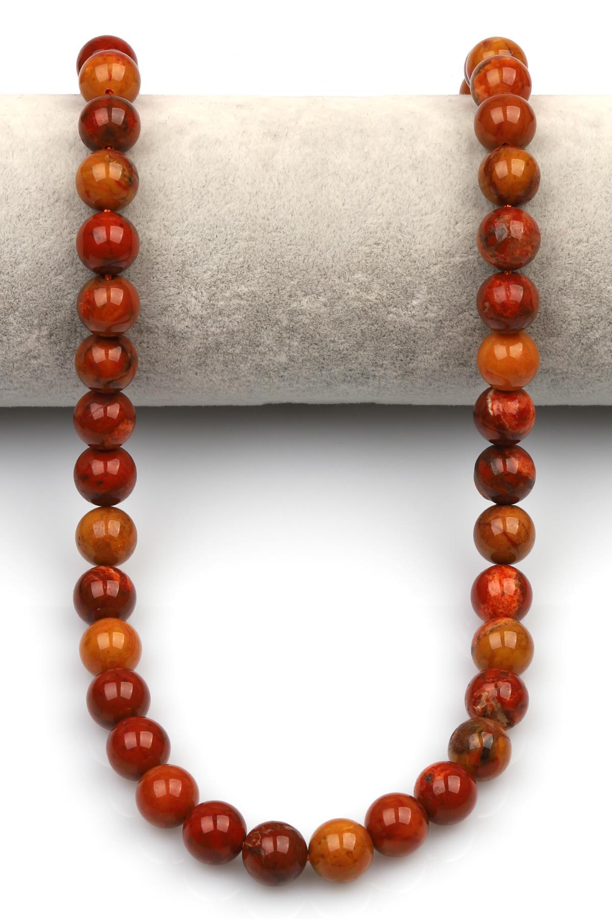 Ateş Akik-Fire Agate Doğaltaş Dizi 10 mm Küre Kesim