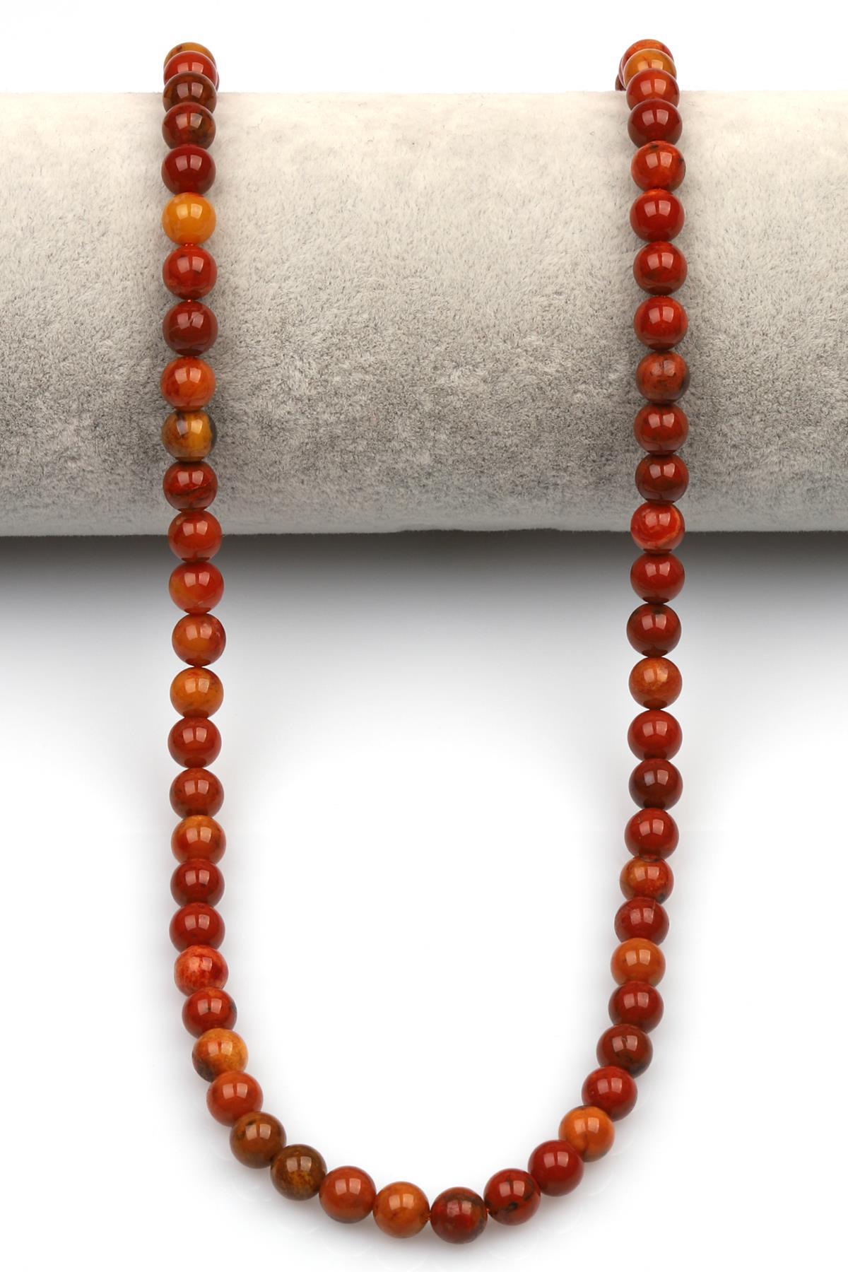 Ateş Akik-Fire Agate Doğaltaş Dizi 6 mm Küre Kesim