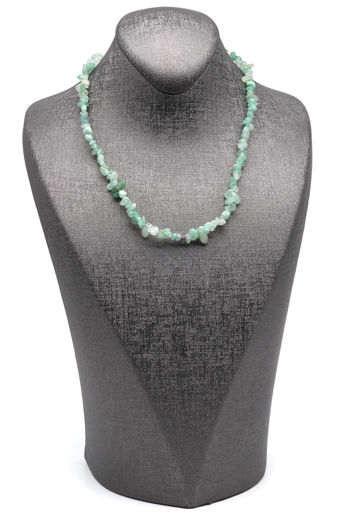 Aventurin ( Çelik Klipsli ) Doğal Taş Kırıktaş Kolye 