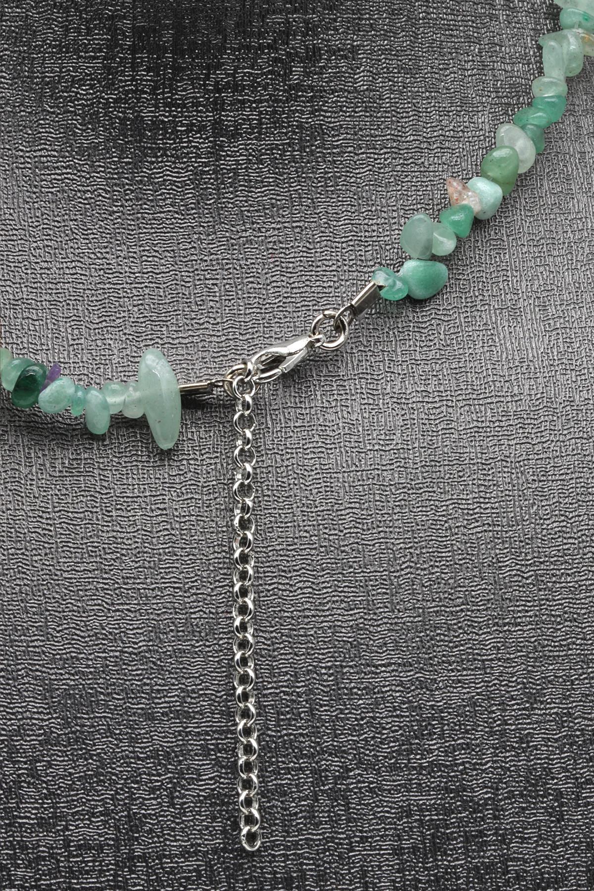 Aventurin ( Çelik Klipsli ) Doğal Taş Kırıktaş Kolye 