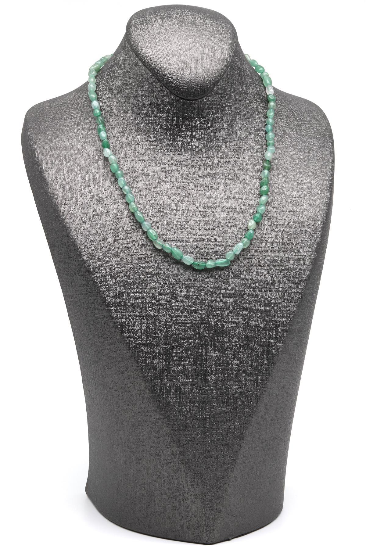 Aventurin ( Çelik Klipsli ) Doğal Taş Kolye Mercimek Kesim