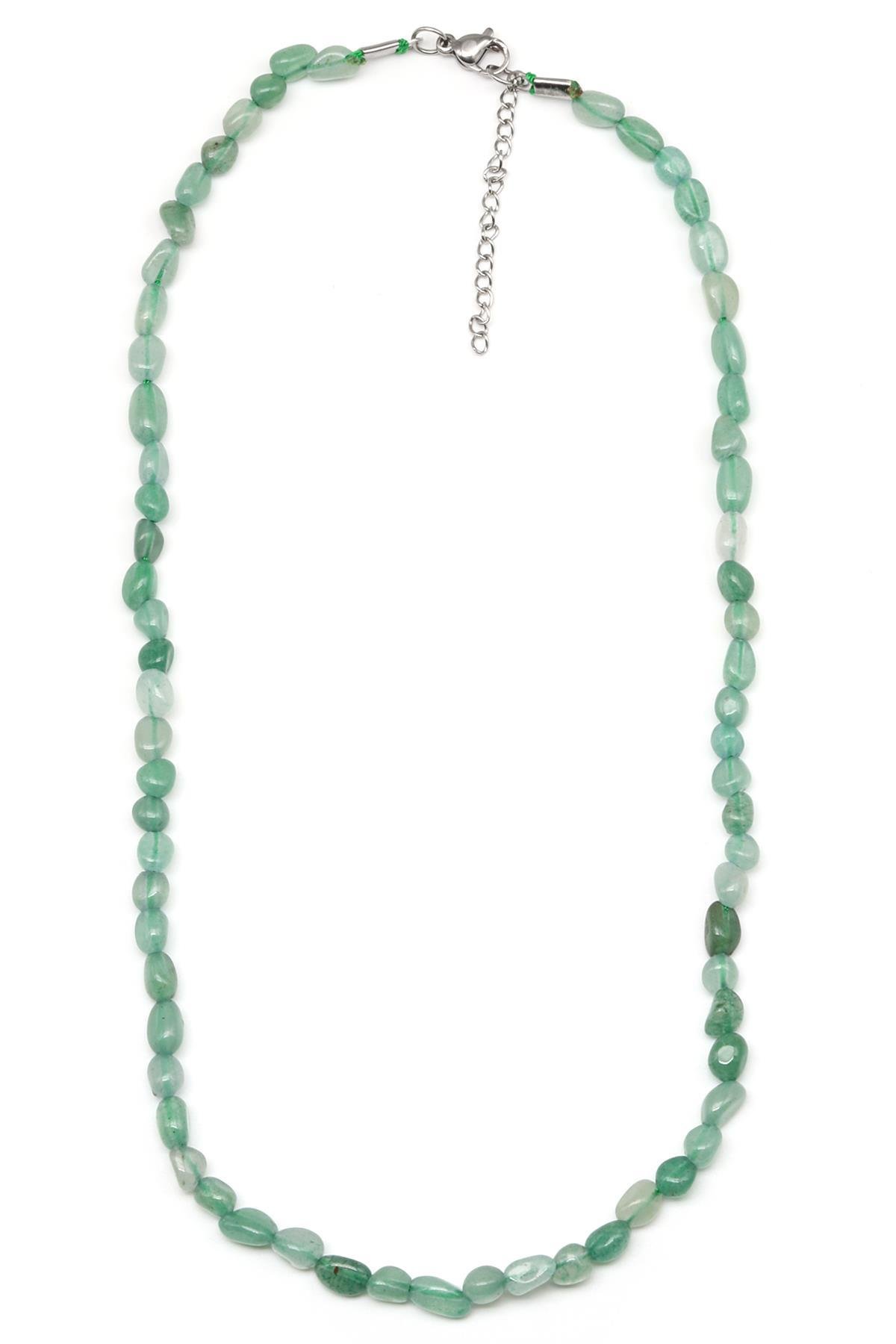 Aventurin ( Çelik Klipsli ) Doğal Taş Kolye Mercimek Kesim