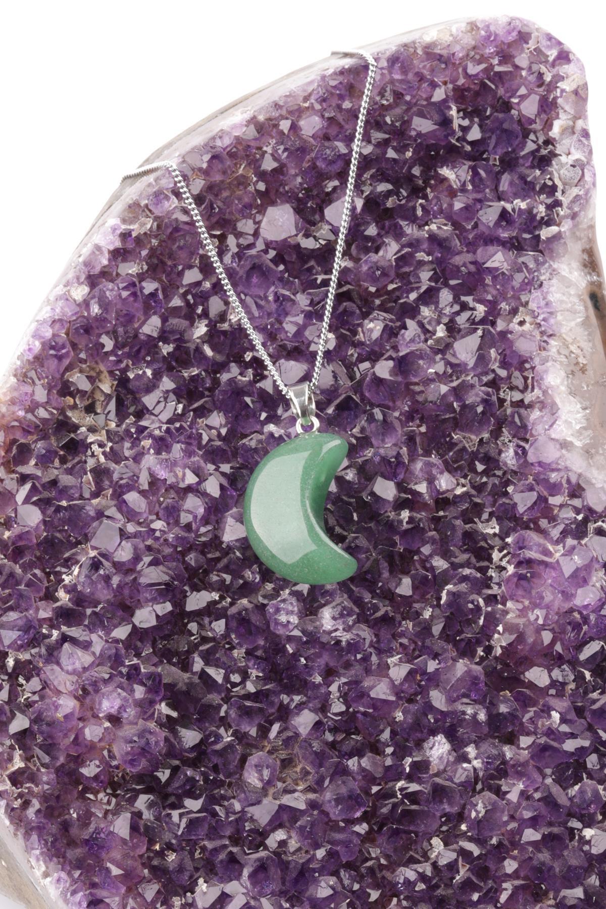 Aventurin Doğal Taş Ay Model Kolye