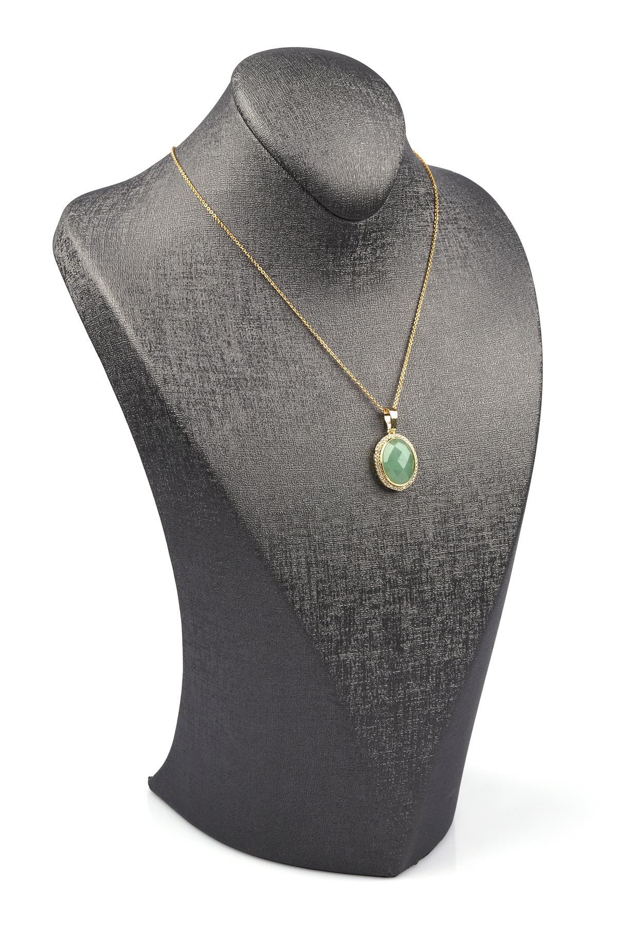 Aventurin Doğal Taş Gold Renkli Kolye