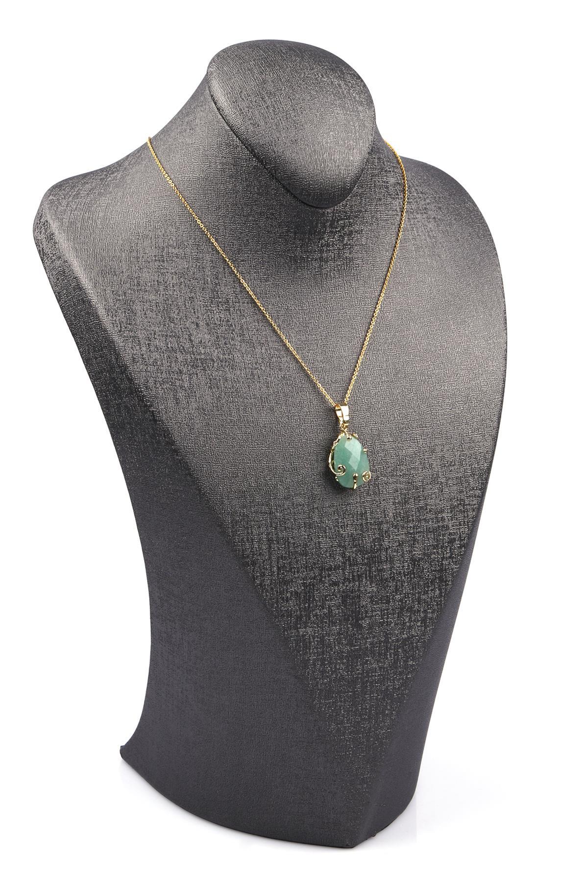 Aventurin Doğal Taş Gold Renkli Kolye