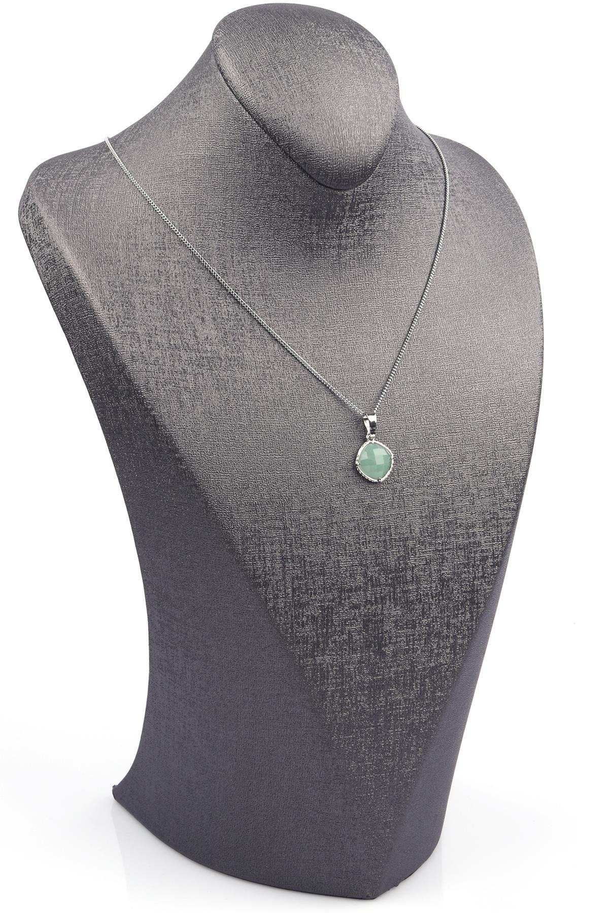 Aventurin Doğal Taş Gümüş Renkli Kolye