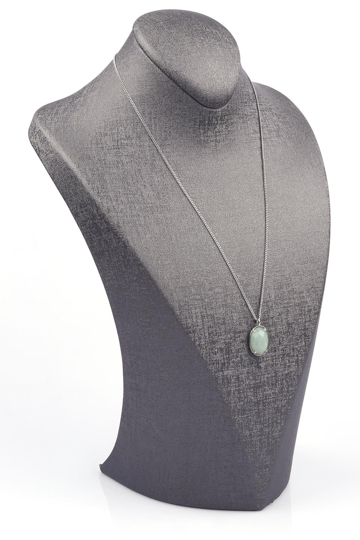 Aventurin Doğal Taş Gümüş Renkli Kolye