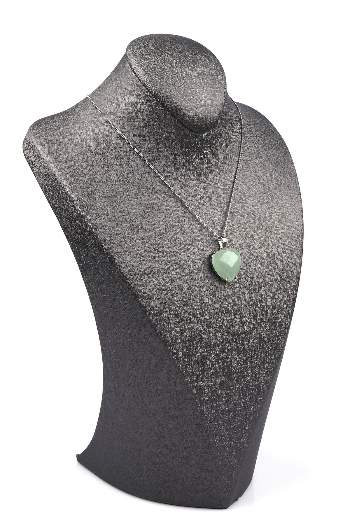 Aventurin Doğal Taş Gümüş Renkli Kolye