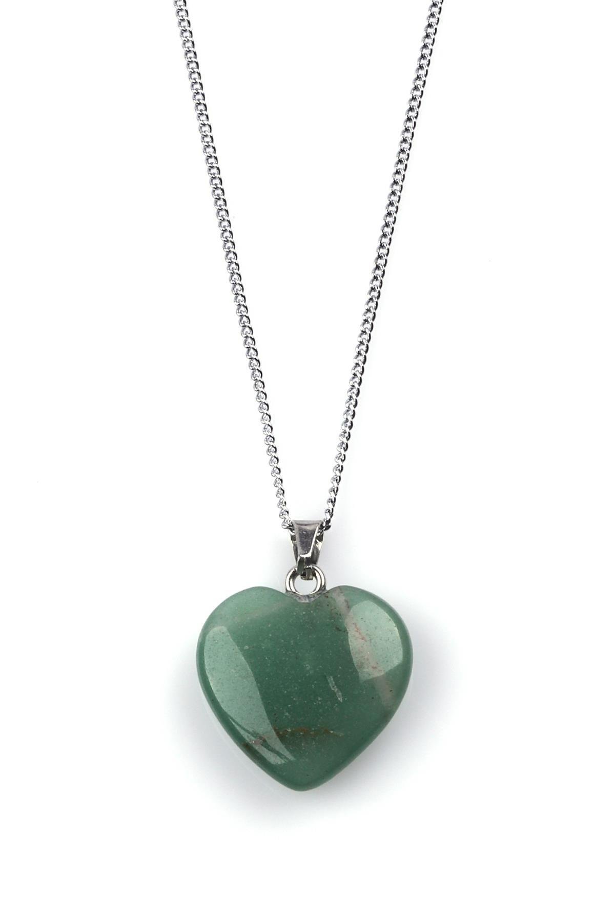 Aventurin Doğal Taş Kalp Model Kolye 