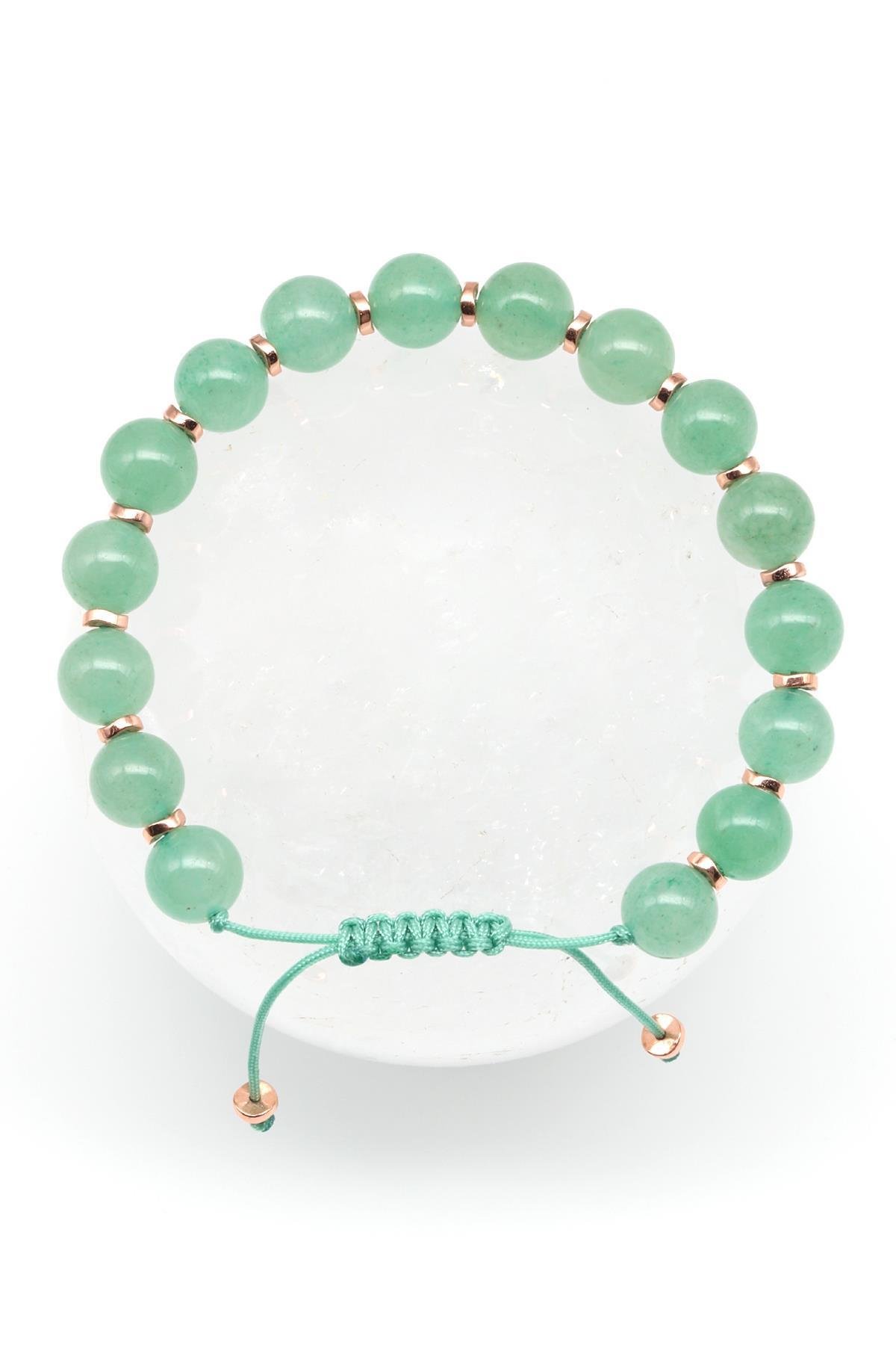 Aventurin Doğal Taş Makrome Örme Bileklik