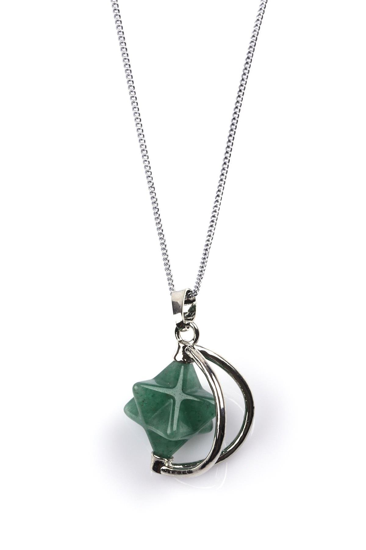 Aventurin Doğal Taş Merkaba Kolye 