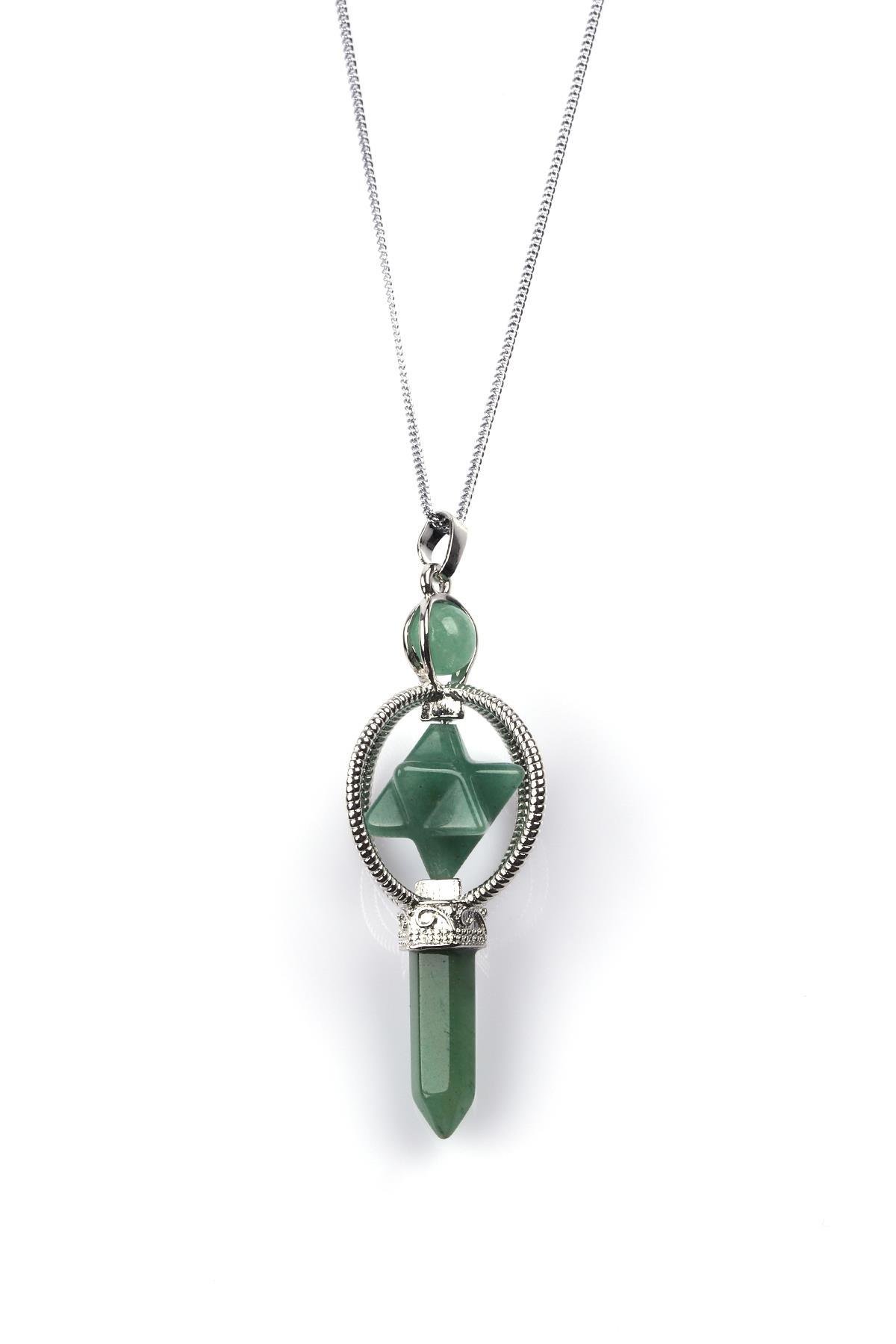 Aventurin Doğal Taş Merkaba Kolye