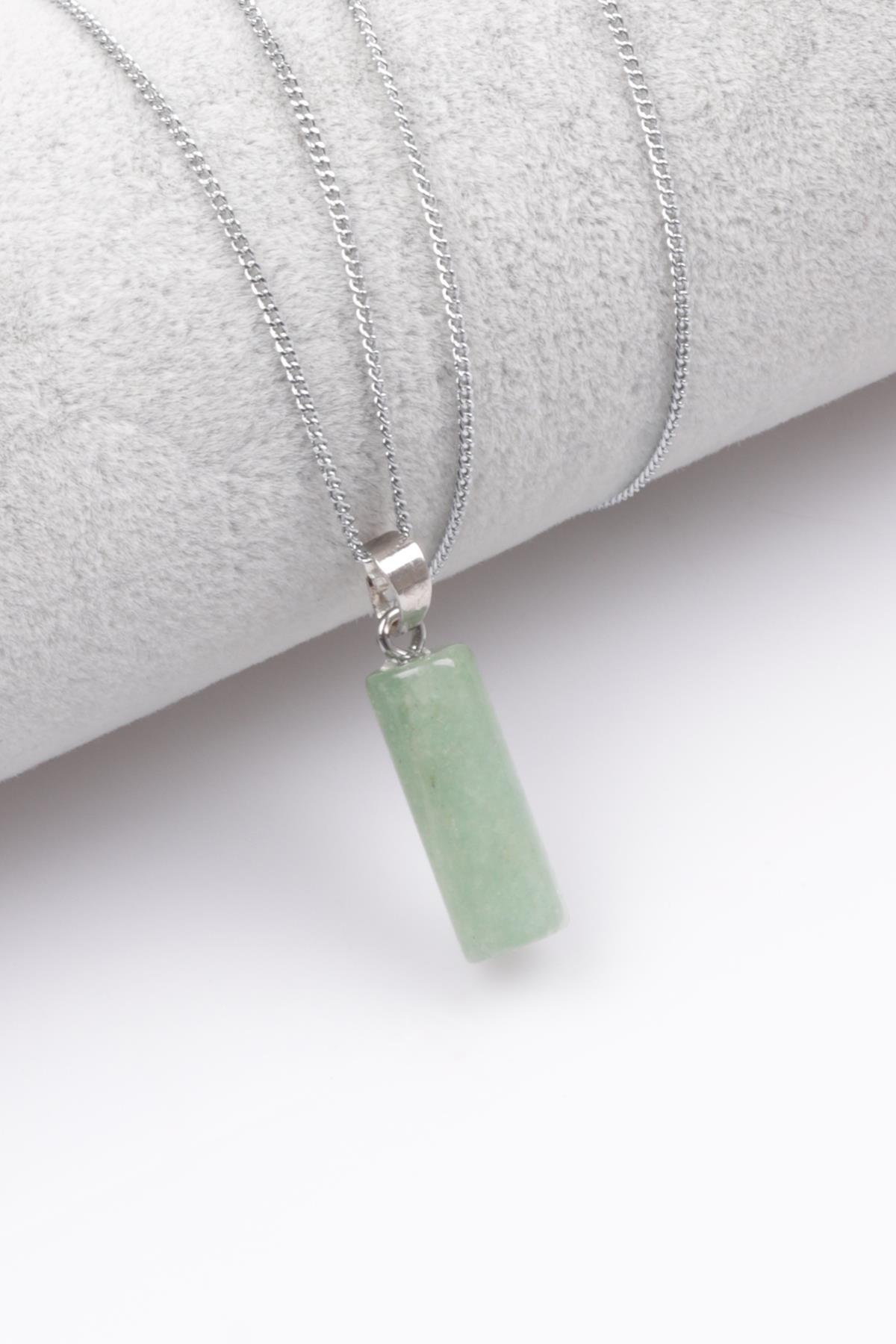 Aventurin Doğal Taş Silindir Kesim Kolye