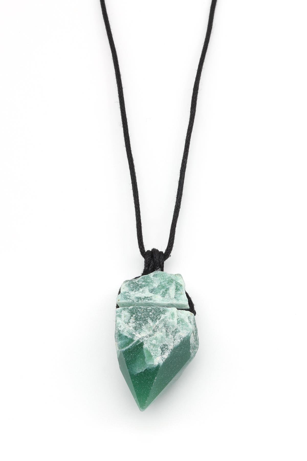 Aventurin Doğal Taş Siyah İpli Kolye