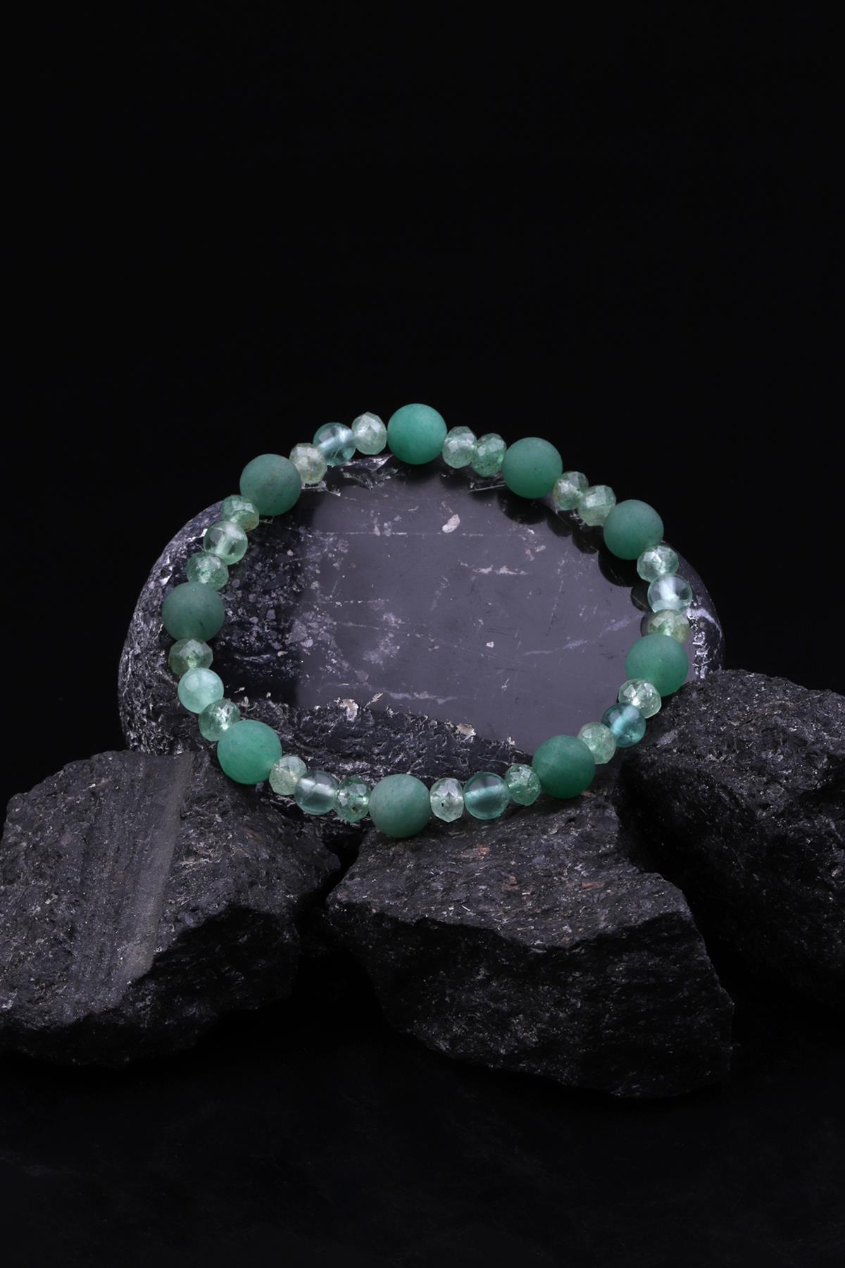 Aventurin - Green Kuvars - Florit Doğal Taş Tasarım Bileklik