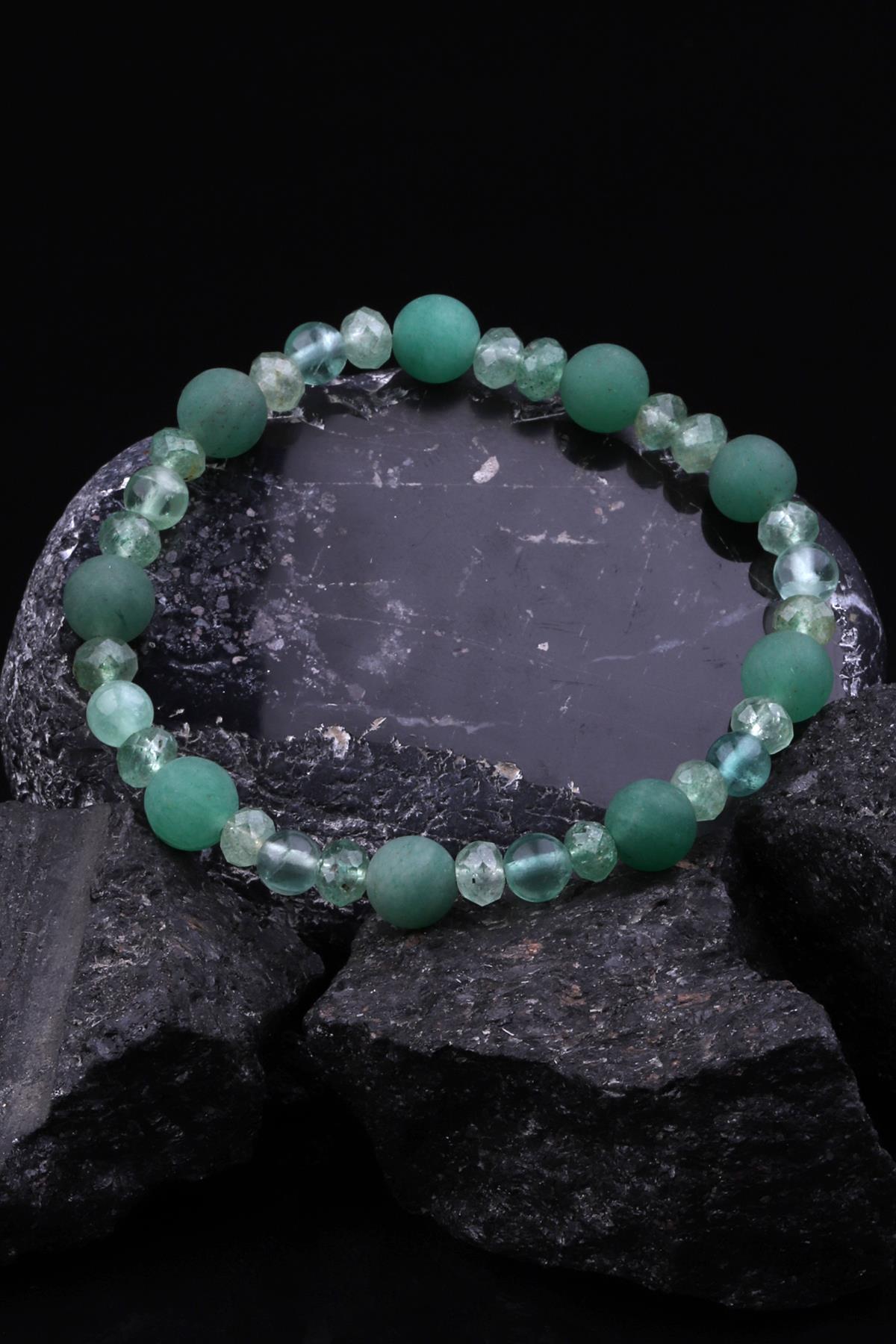 Aventurin - Green Kuvars - Florit Doğal Taş Tasarım Bileklik