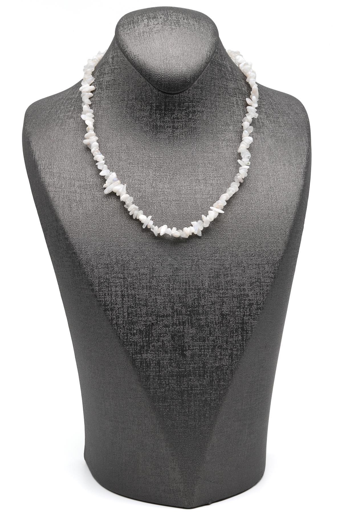 Ay Taşı ( Çelik Klipsli ) Doğal Taş Kırıktaş Kolye 