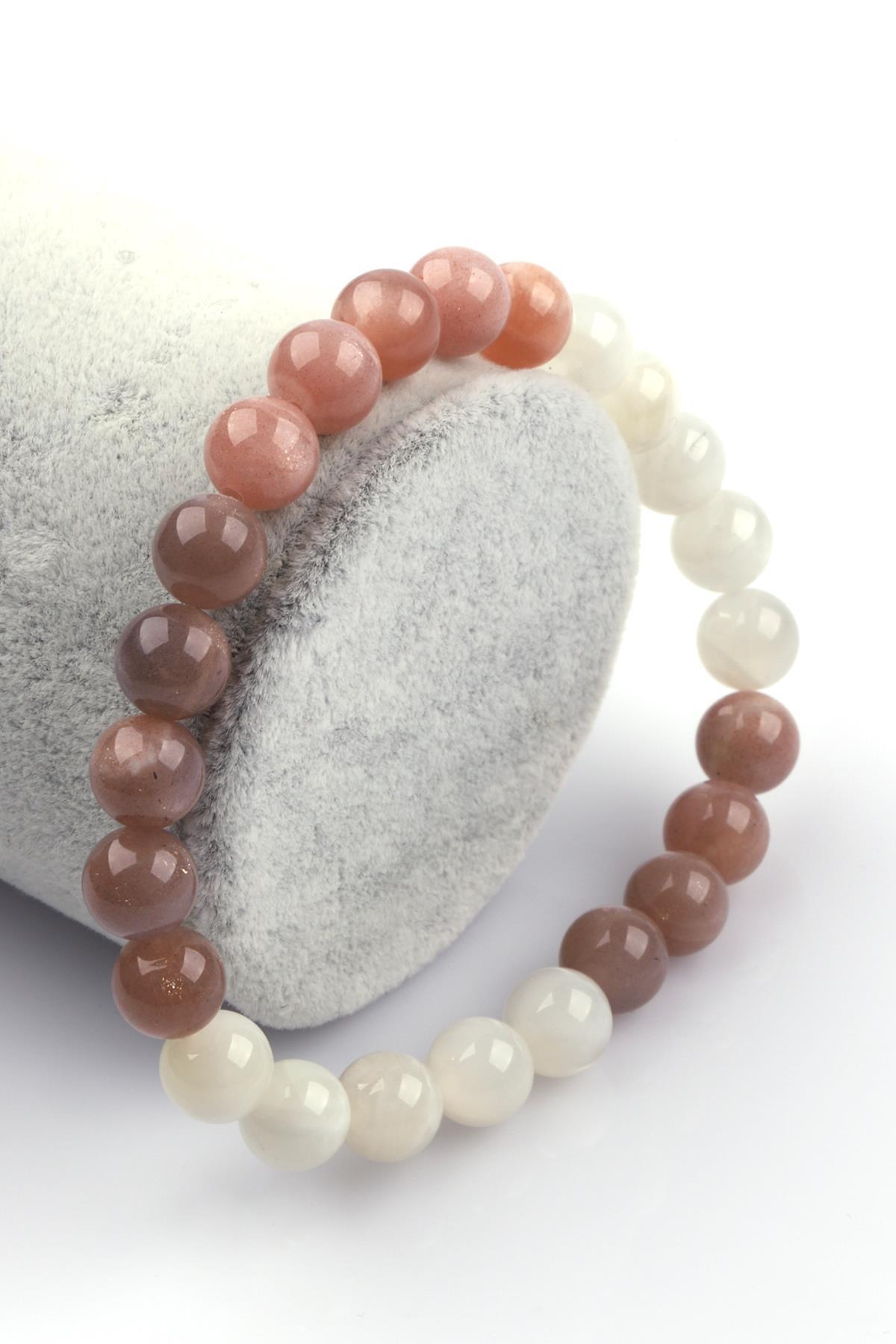 Ay Taşı Doğal Taş 8 mm Küre Kesim Bileklik