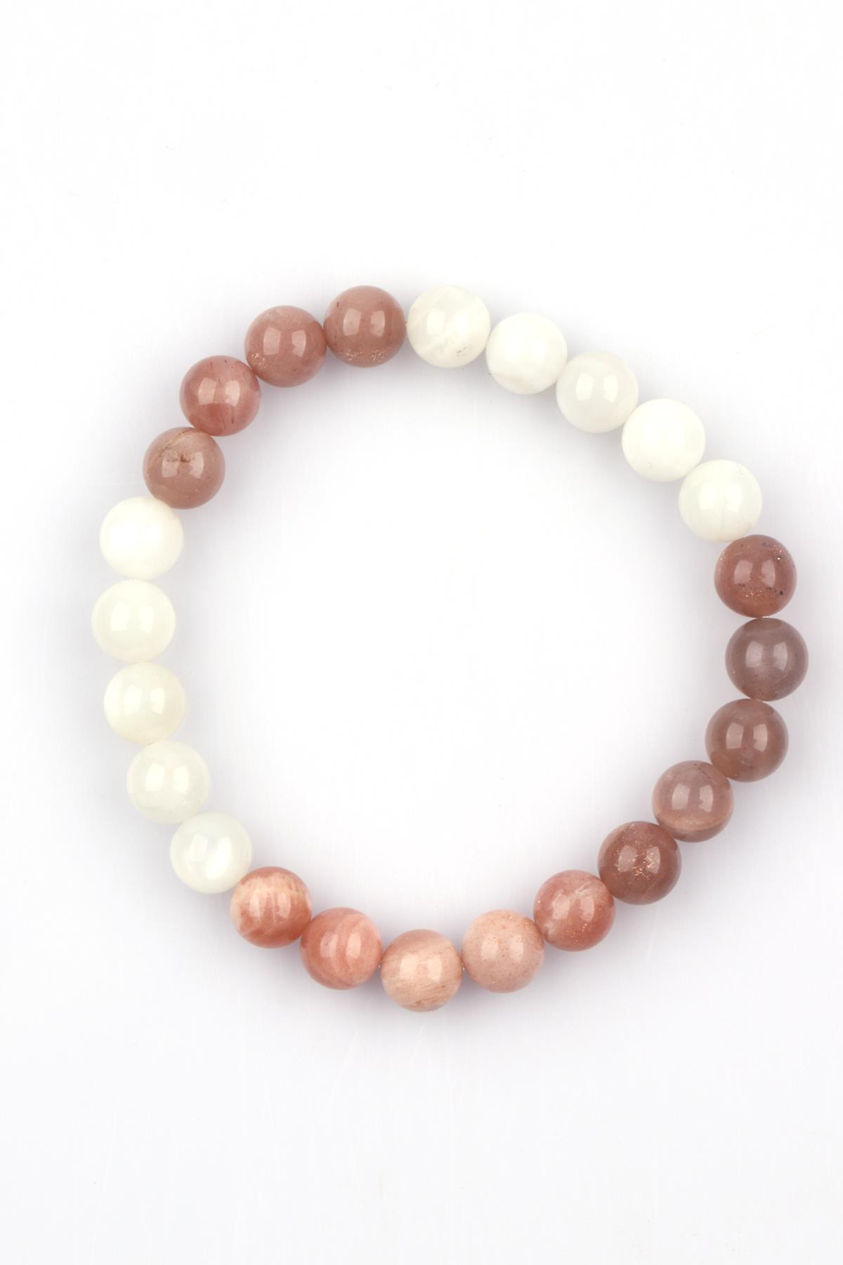 Ay Taşı Doğal Taş 8 mm Küre Kesim Bileklik